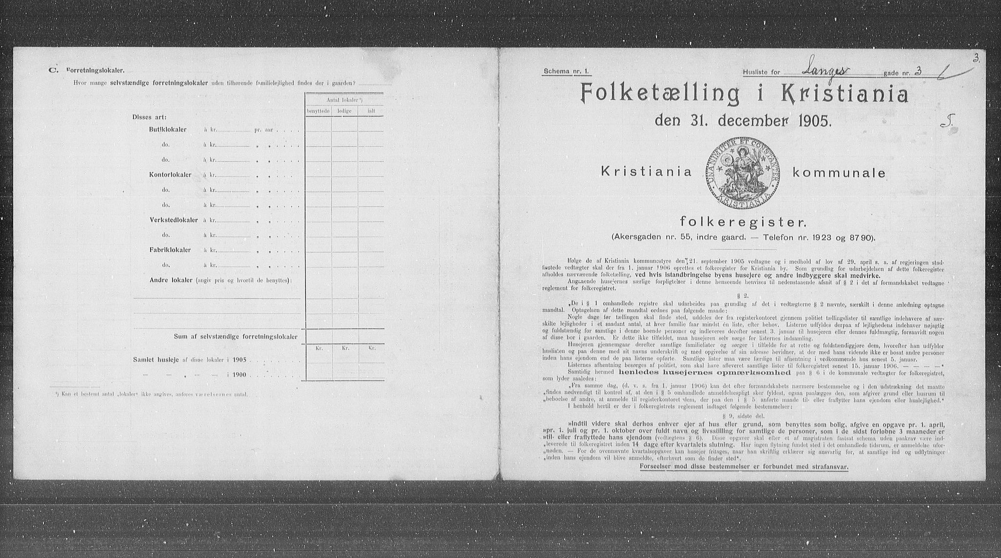 OBA, Municipal Census 1905 for Kristiania, 1905, p. 30047