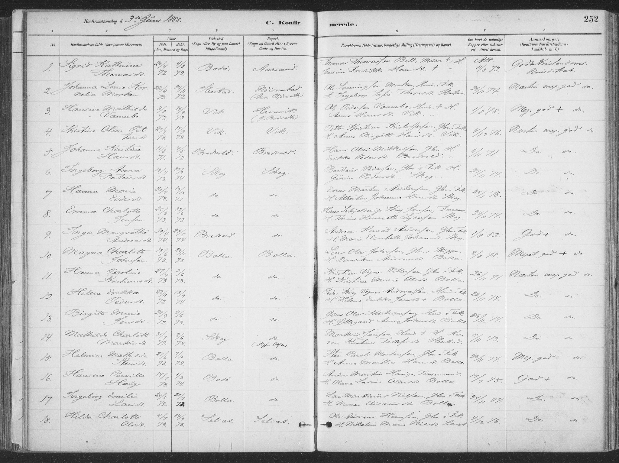 Ibestad sokneprestembete, SATØ/S-0077/H/Ha/Haa/L0011kirke: Parish register (official) no. 11, 1880-1889, p. 252
