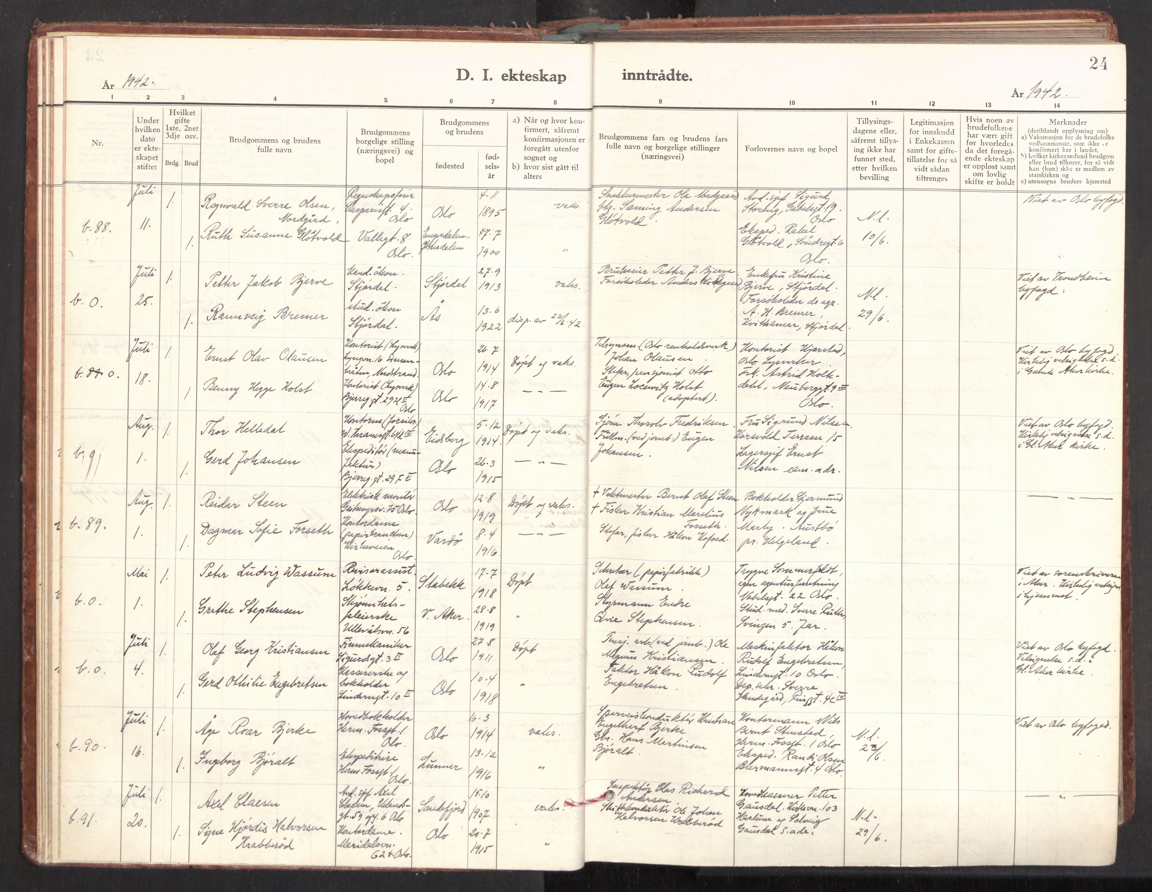 Gamle Aker prestekontor Kirkebøker, AV/SAO-A-10617a/F/L0022: Parish register (official) no. 22, 1941-1952, p. 24