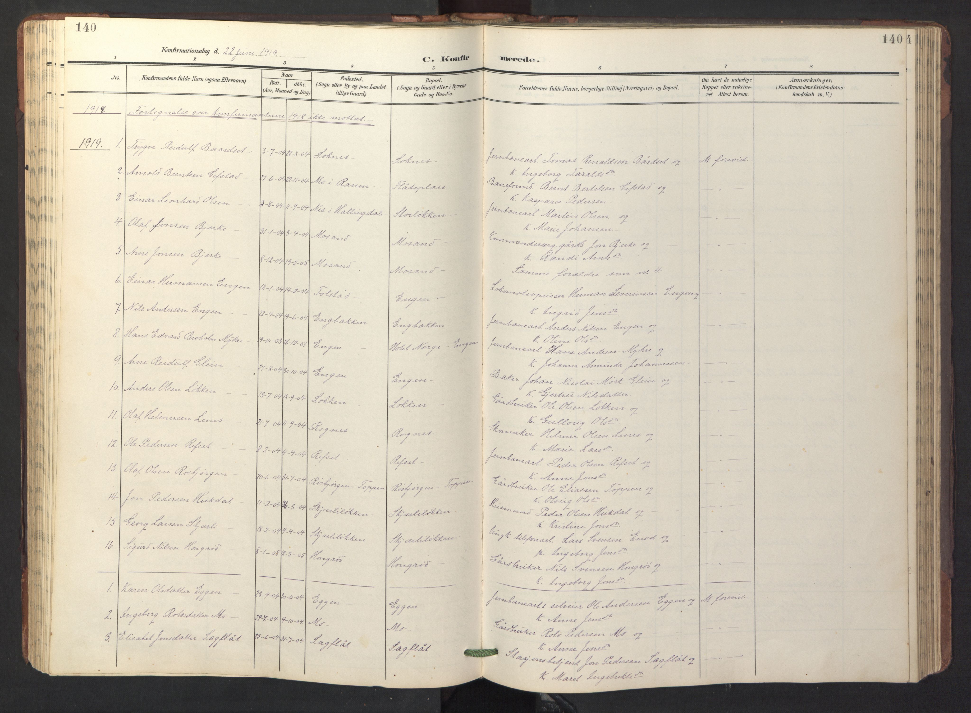 Ministerialprotokoller, klokkerbøker og fødselsregistre - Sør-Trøndelag, SAT/A-1456/687/L1019: Parish register (copy) no. 687C03, 1904-1931, p. 140