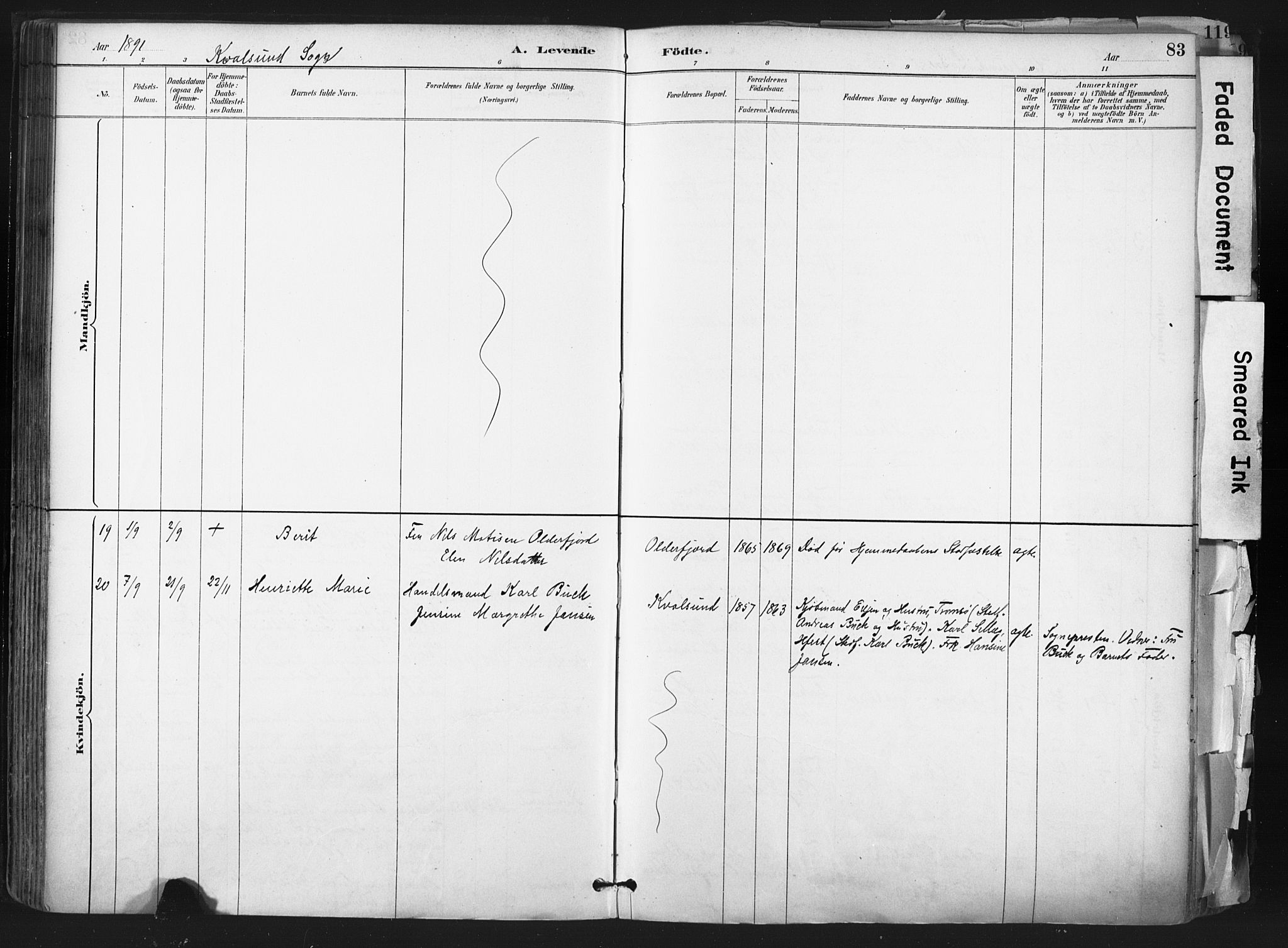 Hammerfest sokneprestkontor, SATØ/S-1347: Parish register (official) no. 11 /2, 1885-1897, p. 83