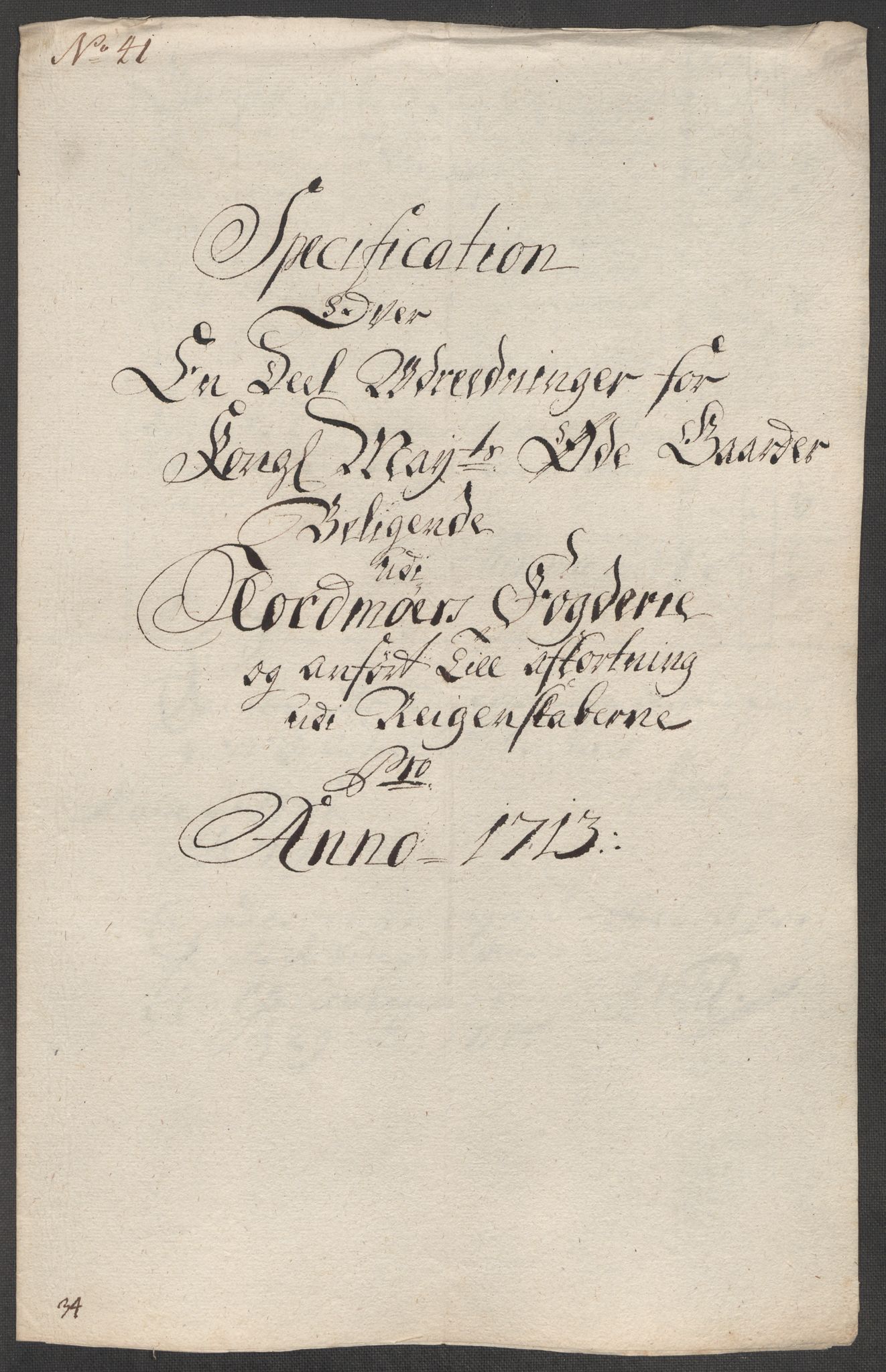 Rentekammeret inntil 1814, Reviderte regnskaper, Fogderegnskap, AV/RA-EA-4092/R56/L3747: Fogderegnskap Nordmøre, 1713, p. 224