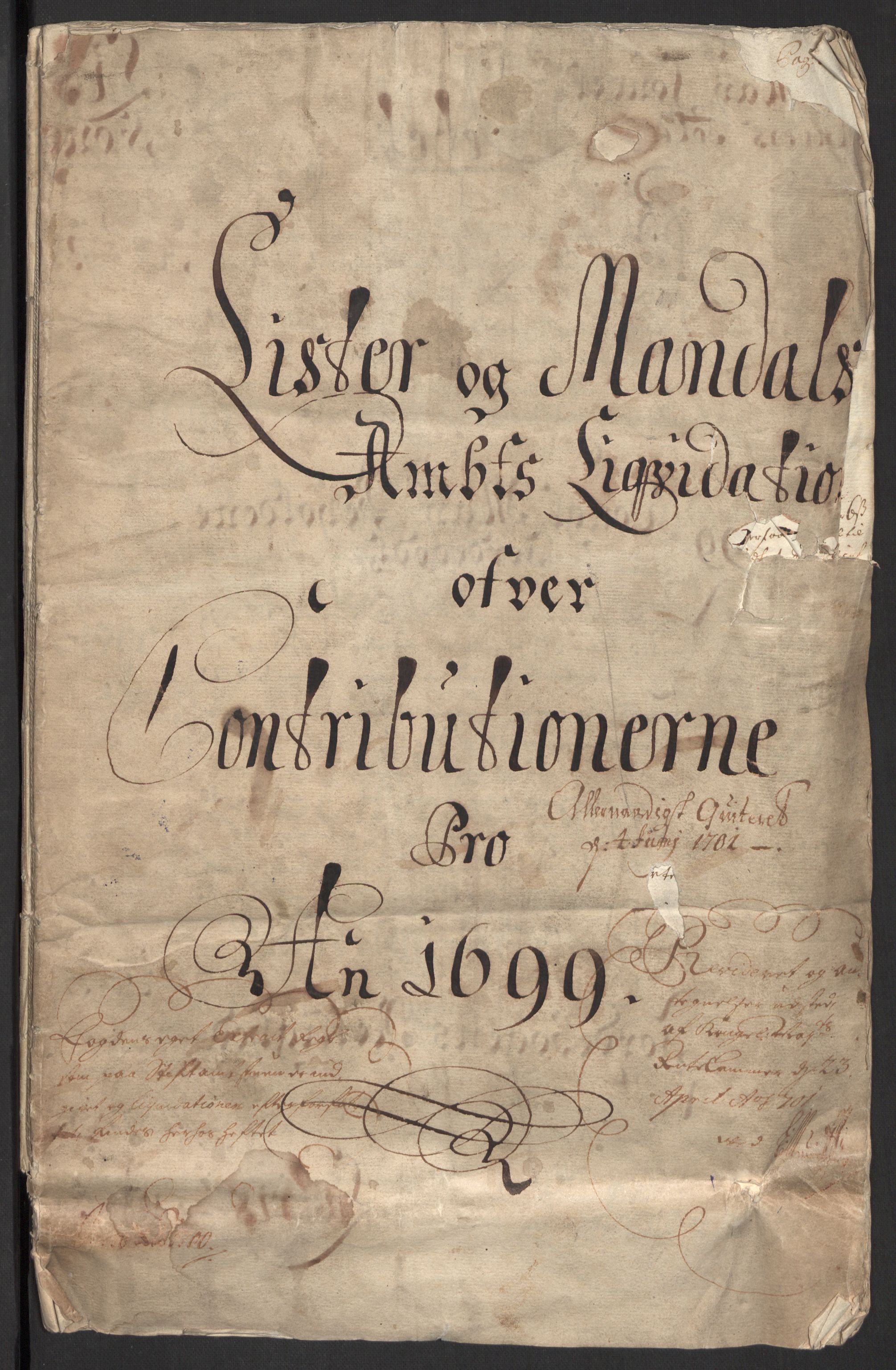 Rentekammeret inntil 1814, Reviderte regnskaper, Fogderegnskap, RA/EA-4092/R43/L2547: Fogderegnskap Lista og Mandal, 1698-1699, p. 146
