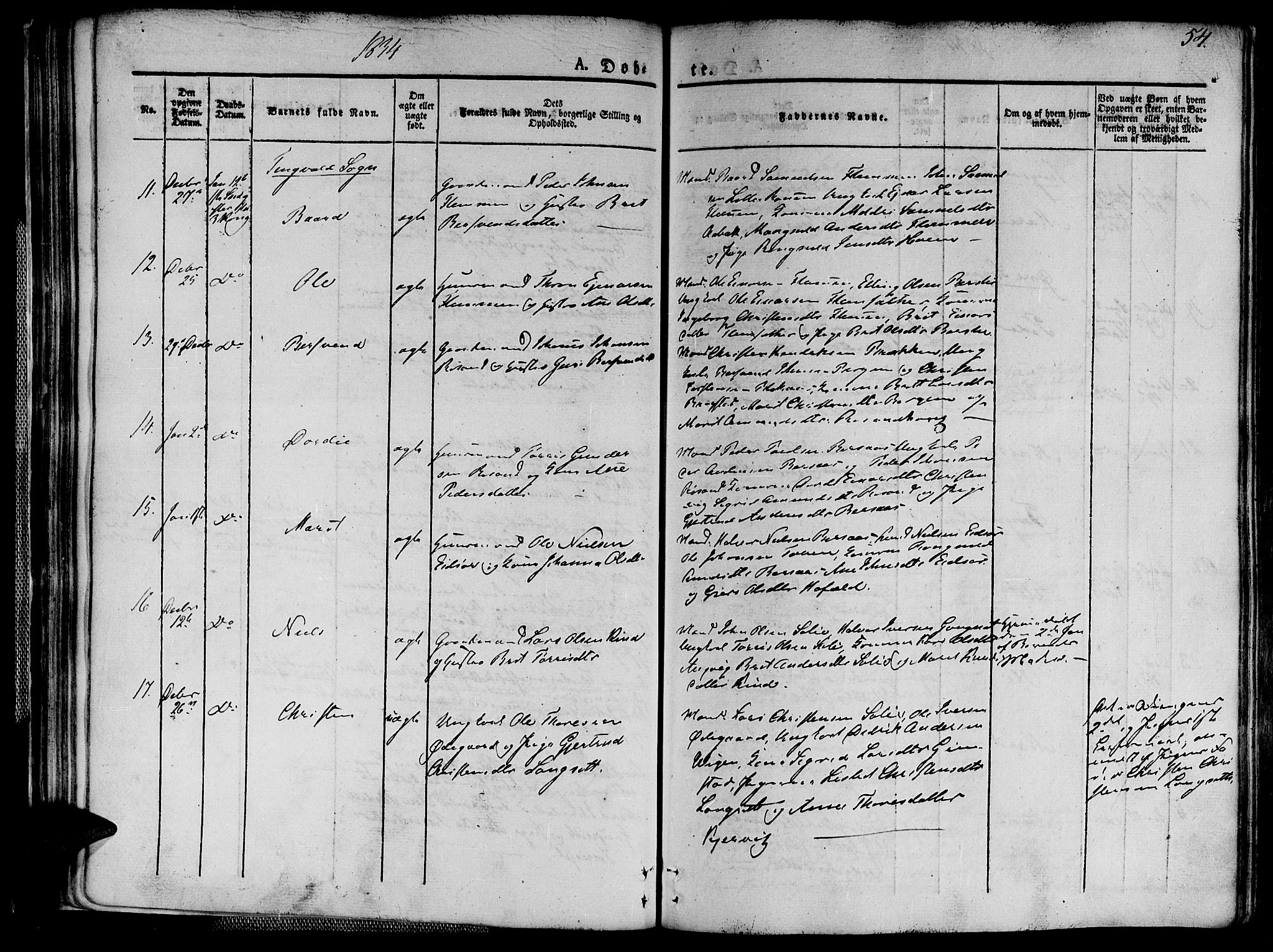 Ministerialprotokoller, klokkerbøker og fødselsregistre - Møre og Romsdal, AV/SAT-A-1454/586/L0983: Parish register (official) no. 586A09, 1829-1843, p. 54