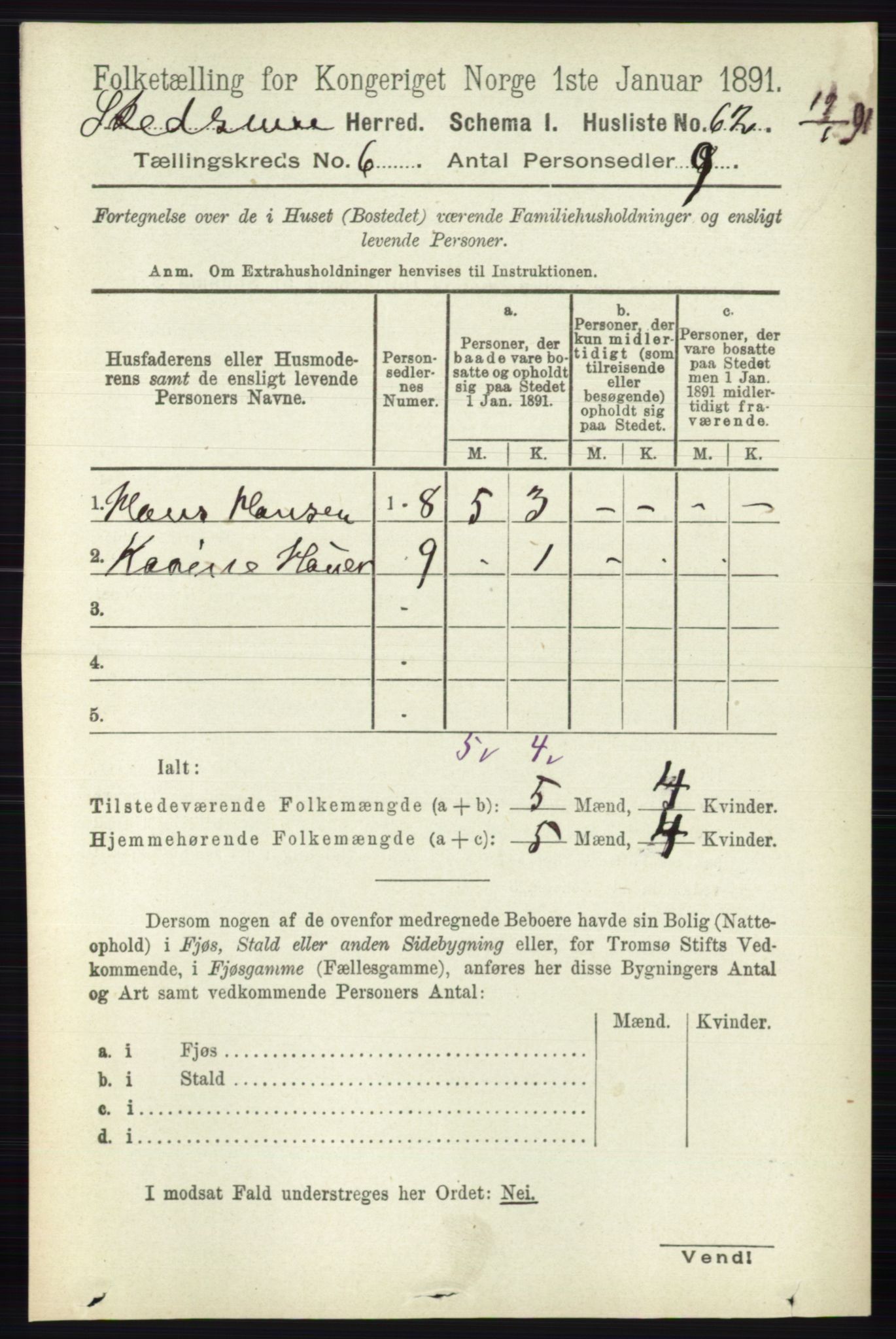 RA, 1891 census for 0231 Skedsmo, 1891, p. 2720