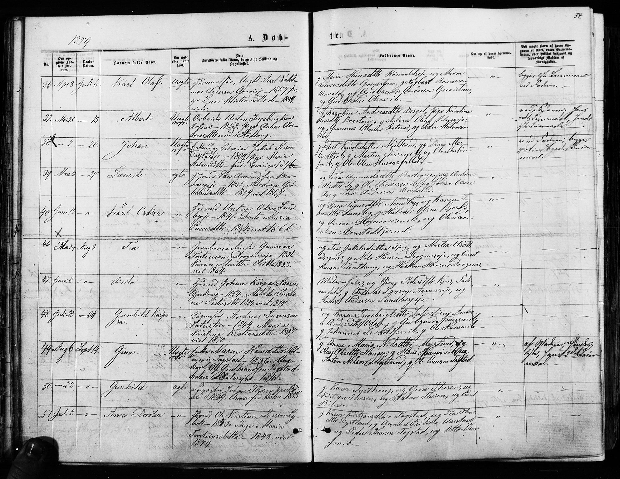 Nes prestekontor Kirkebøker, SAO/A-10410/F/Fa/L0009: Parish register (official) no. I 9, 1875-1882, p. 34