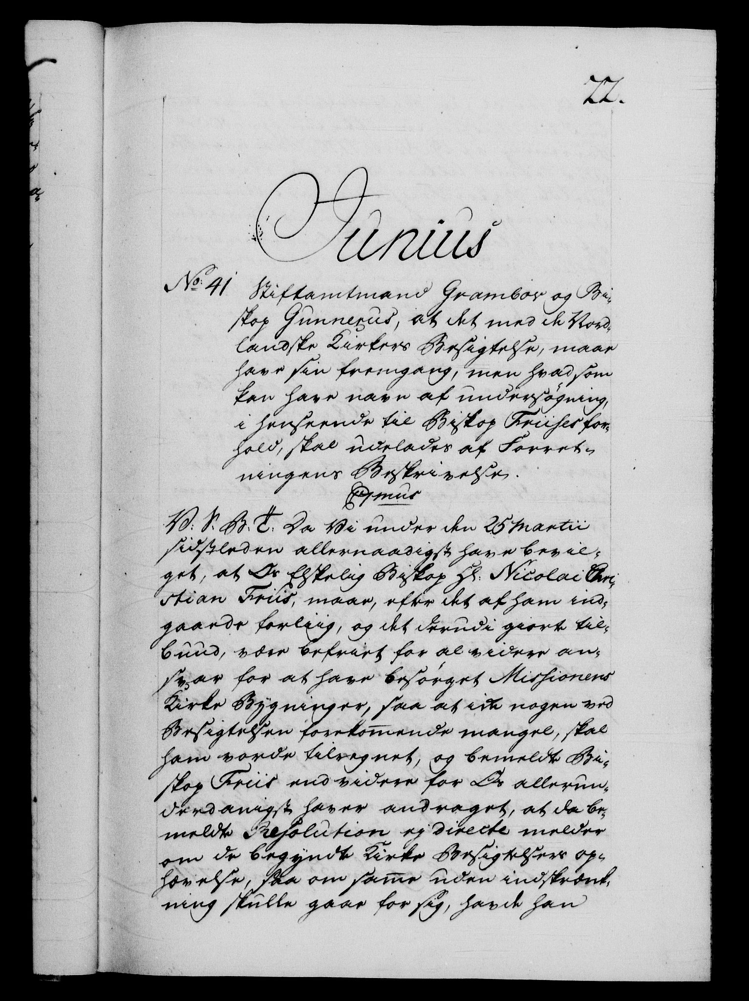 Danske Kanselli 1572-1799, AV/RA-EA-3023/F/Fc/Fca/Fcab/L0040: Norske tegnelser "Norske eller 3. depts. missiver", 1771-1773, p. 22a