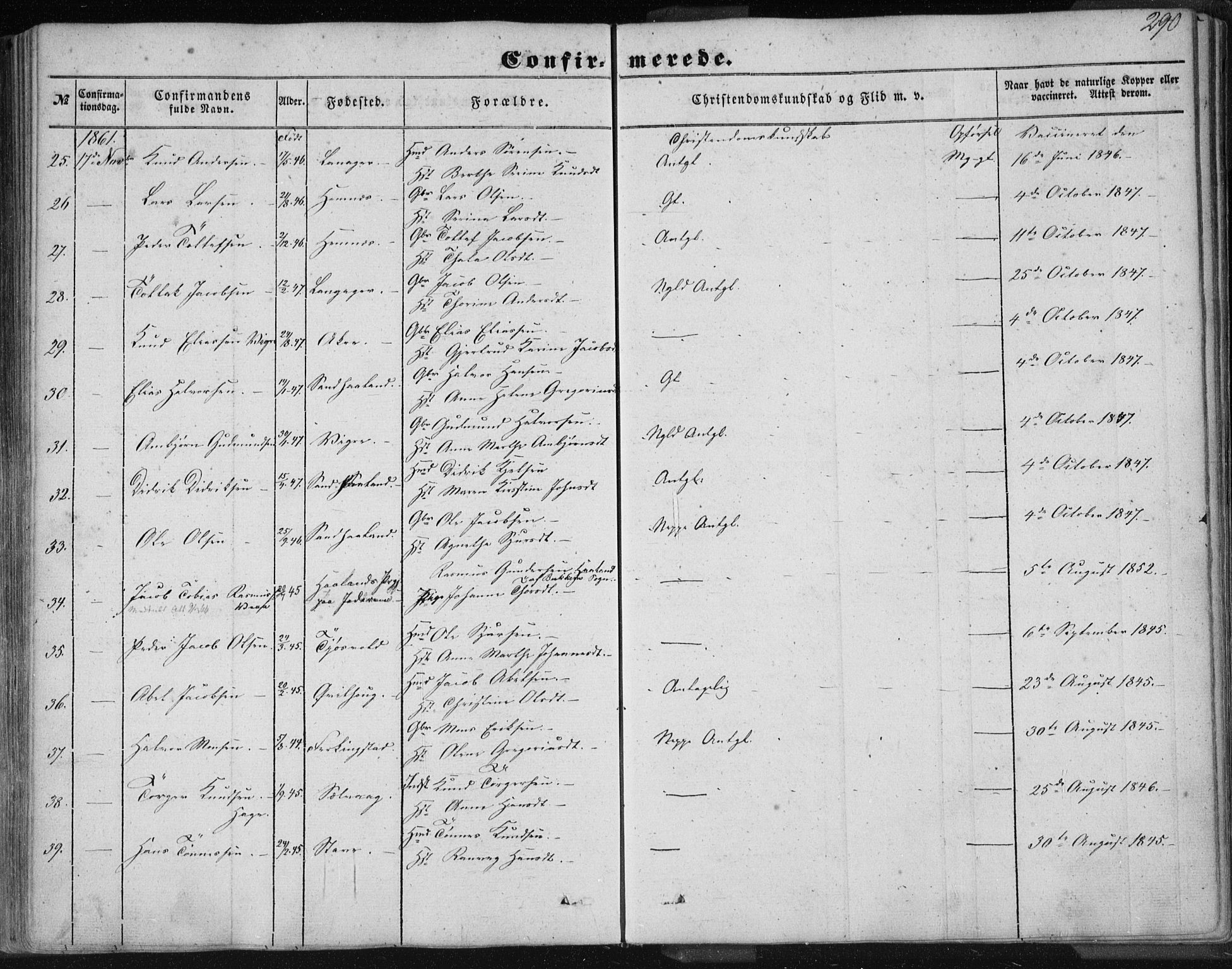 Skudenes sokneprestkontor, AV/SAST-A -101849/H/Ha/Haa/L0004: Parish register (official) no. A 3.1, 1847-1863, p. 290