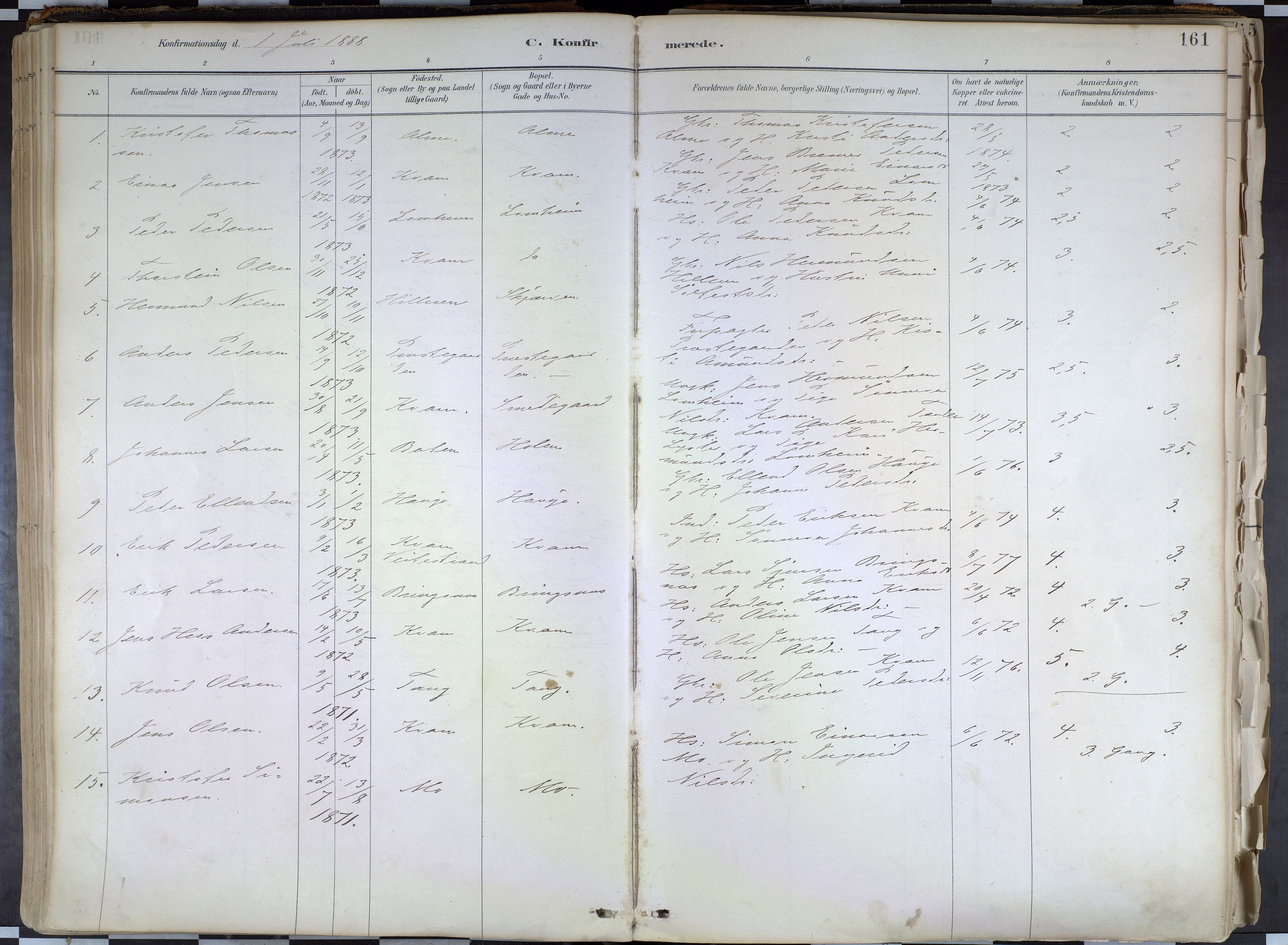 Hafslo sokneprestembete, SAB/A-80301/H/Haa/Haab/L0001: Parish register (official) no. B 1, 1886-1945, p. 161