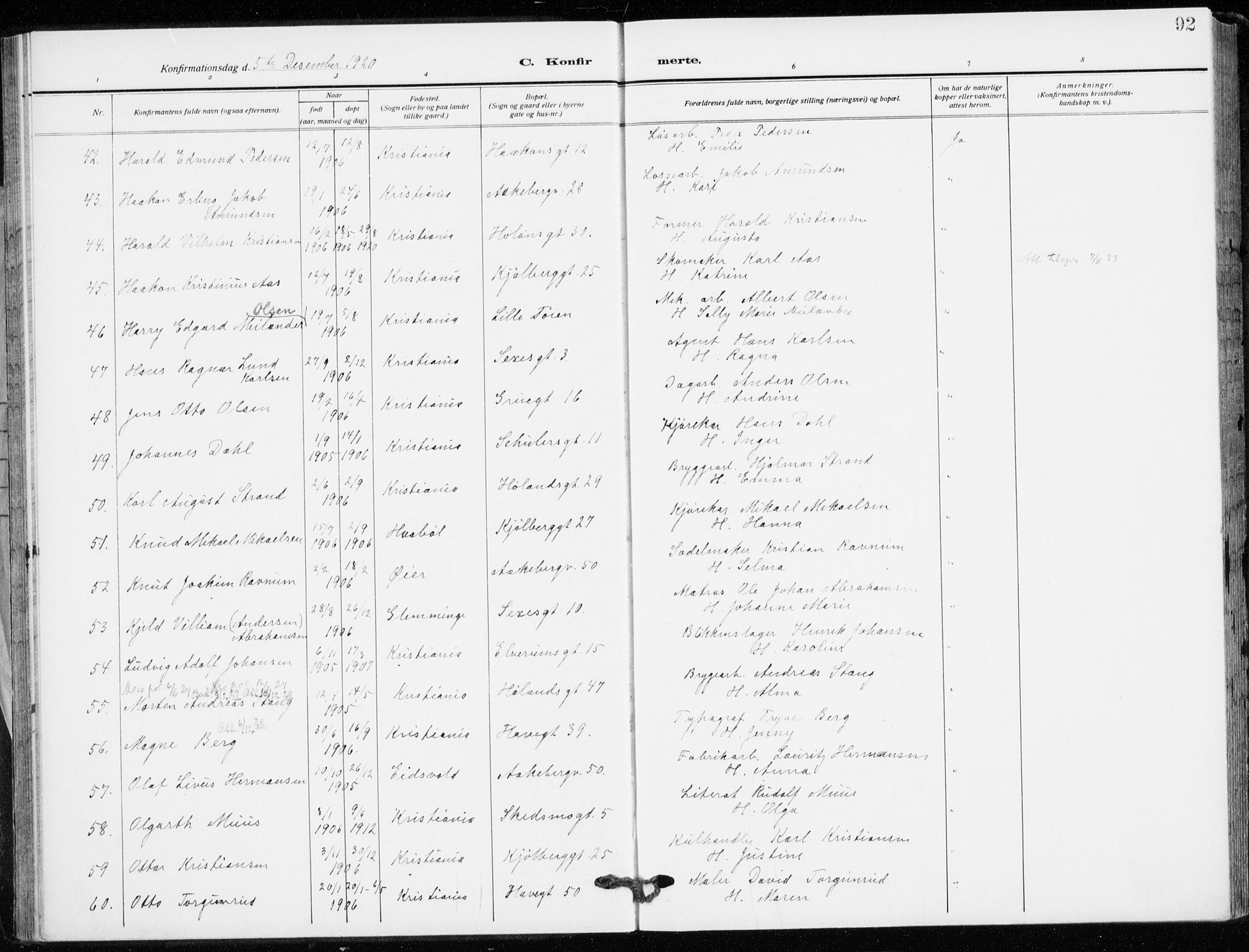 Kampen prestekontor Kirkebøker, AV/SAO-A-10853/F/Fa/L0013: Parish register (official) no. I 13, 1917-1922, p. 92