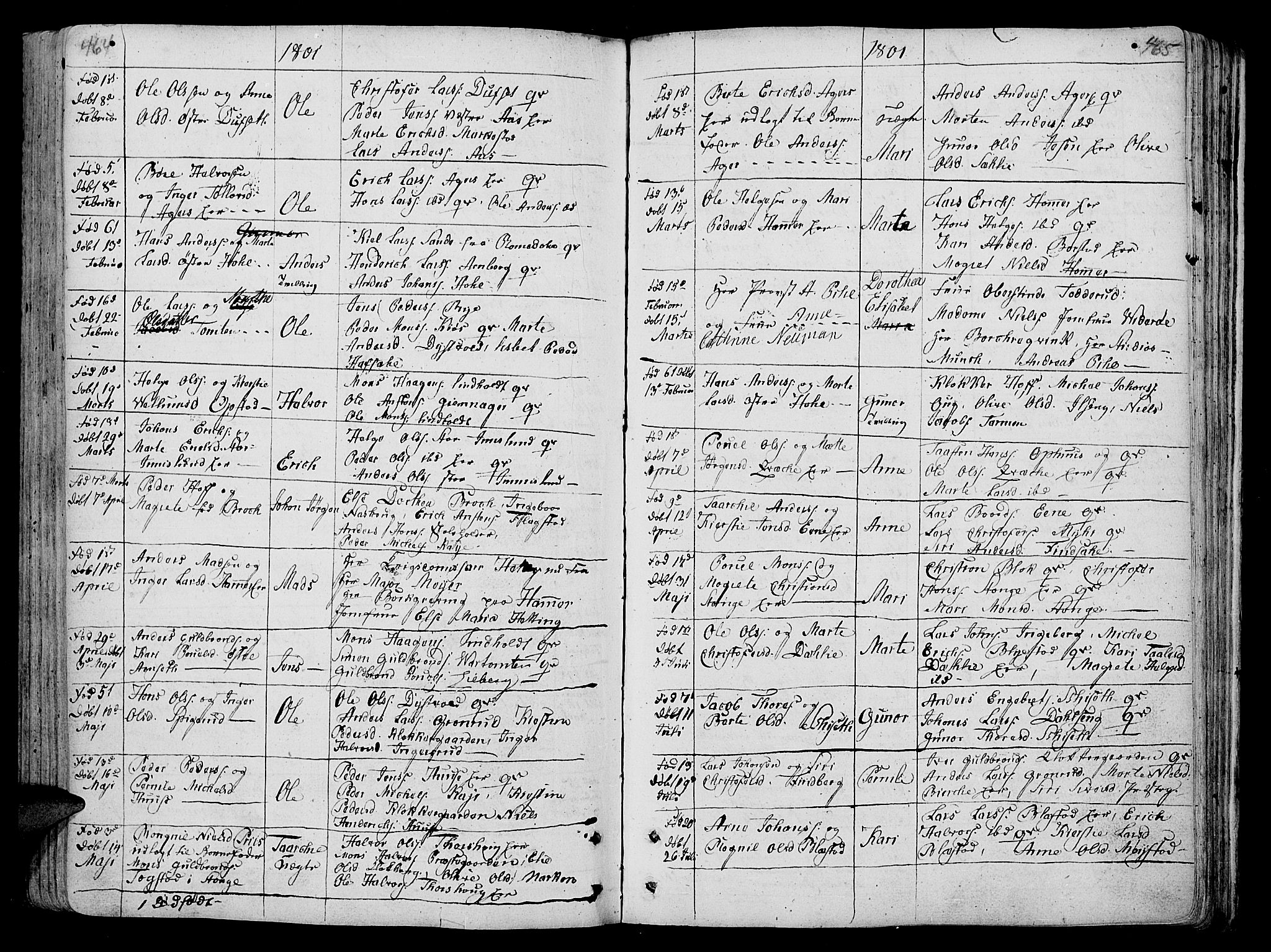 Vang prestekontor, Hedmark, AV/SAH-PREST-008/H/Ha/Haa/L0005: Parish register (official) no. 5, 1732-1809, p. 464-465