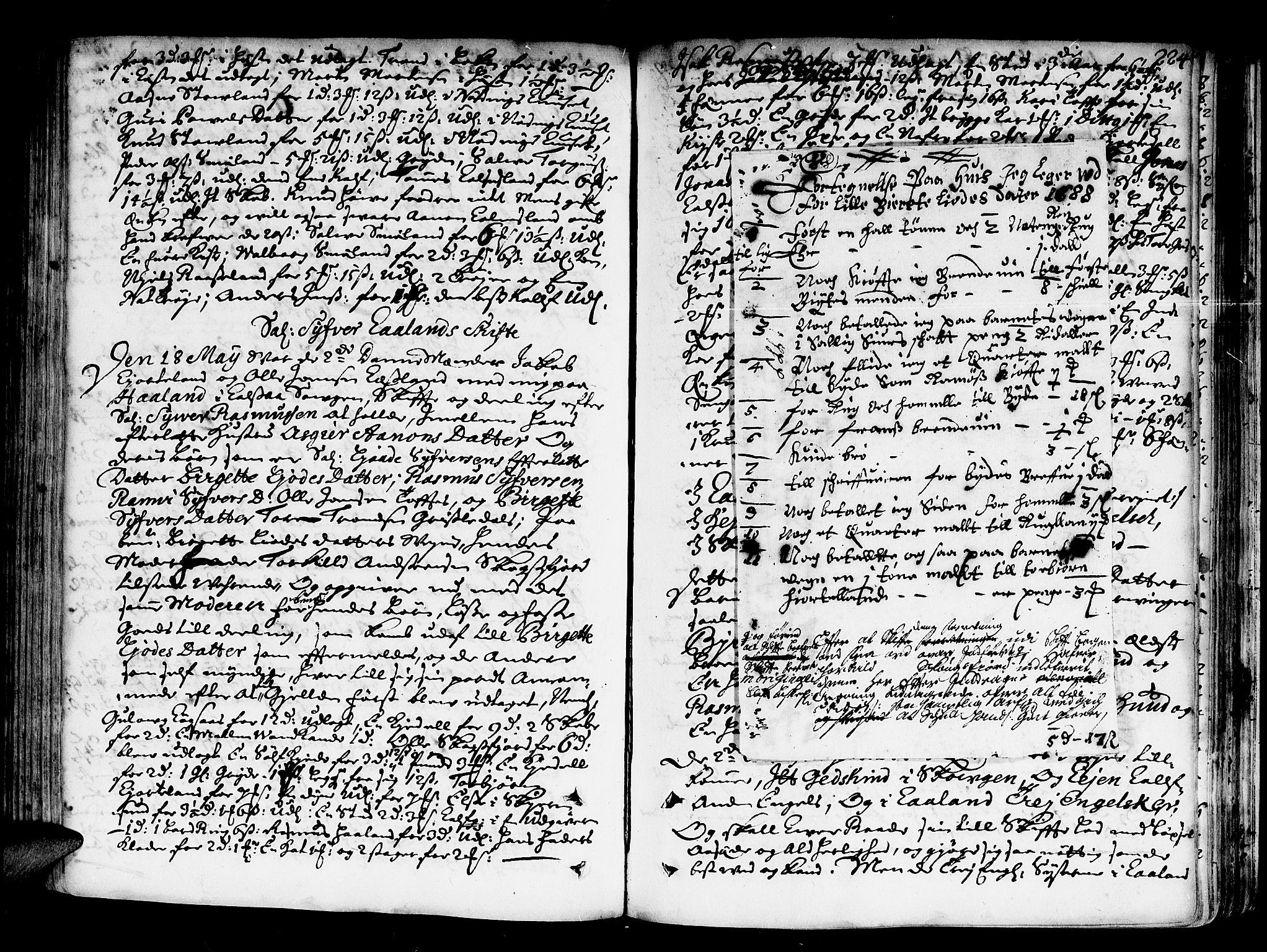 Mandal sorenskriveri, SAK/1221-0005/001/H/Hc/L0002: Skifteprotokoll nr 2 med register, 1677-1689, p. 223b-224a