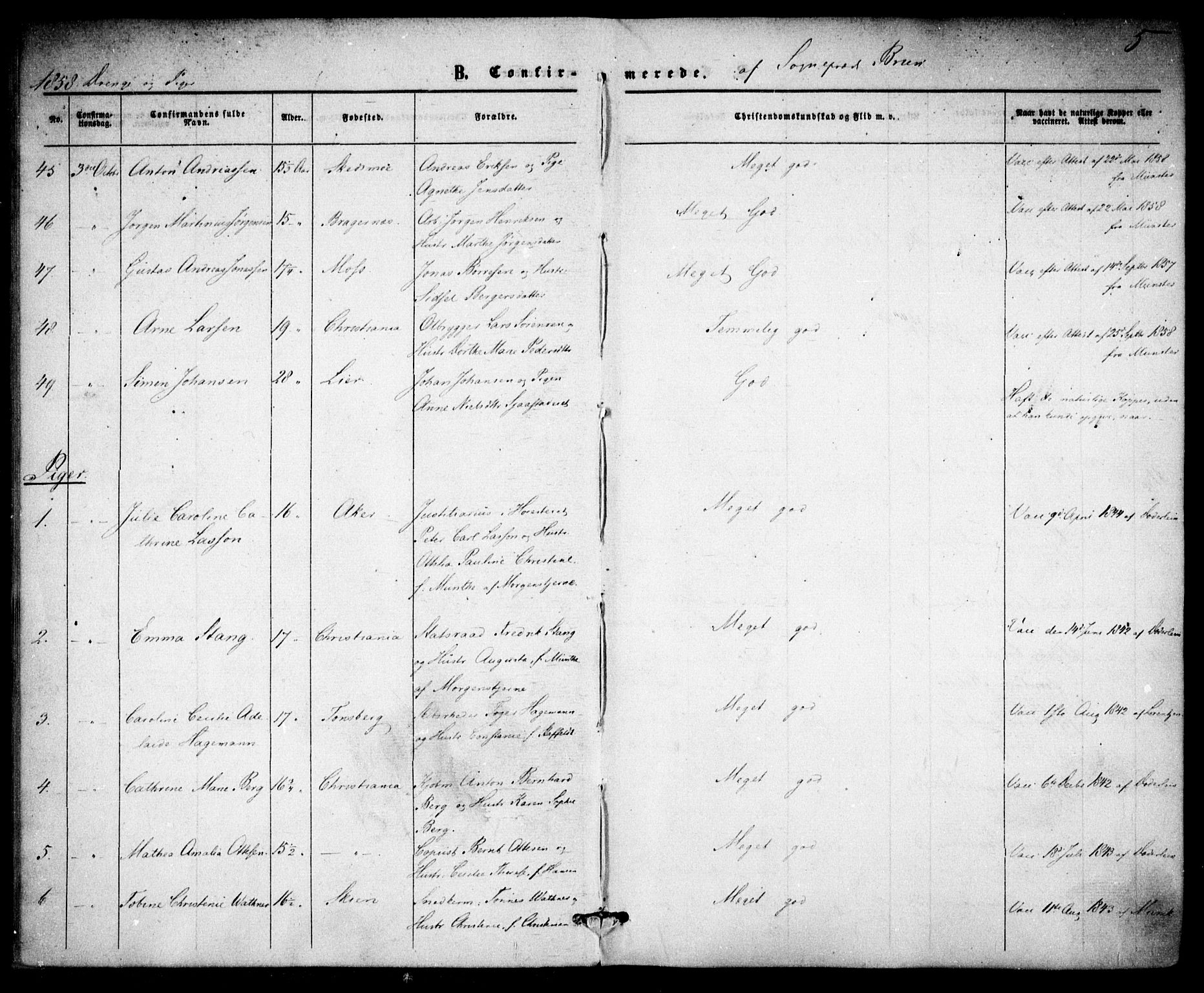 Trefoldighet prestekontor Kirkebøker, AV/SAO-A-10882/F/Fb/L0001: Parish register (official) no. II 1, 1858-1871, p. 5