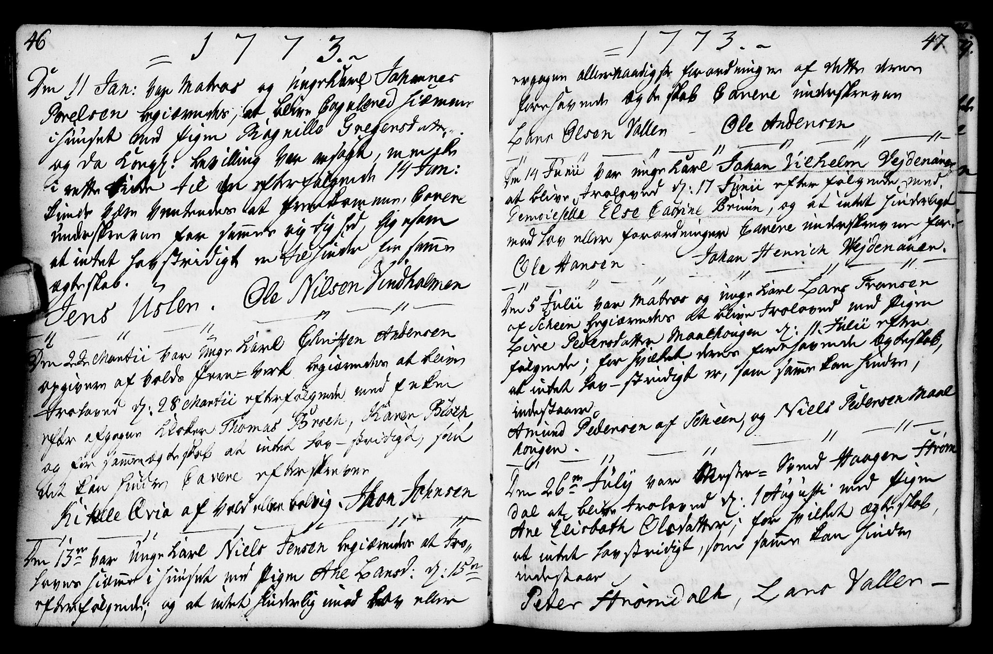 Porsgrunn kirkebøker , SAKO/A-104/F/Fa/L0003: Parish register (official) no. 3, 1764-1814, p. 46-47