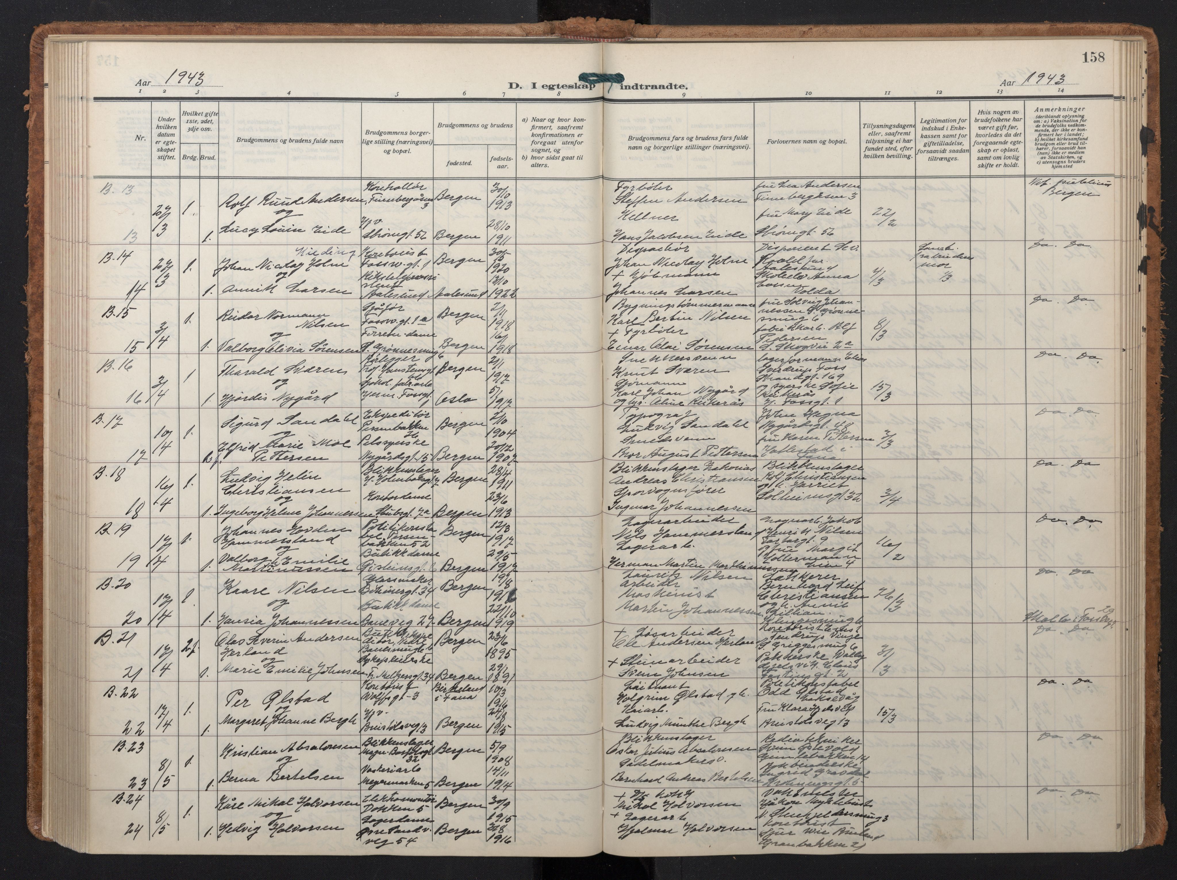 Johanneskirken sokneprestembete, SAB/A-76001/H/Hab: Parish register (copy) no. C 3, 1929-1949, p. 157b-158a