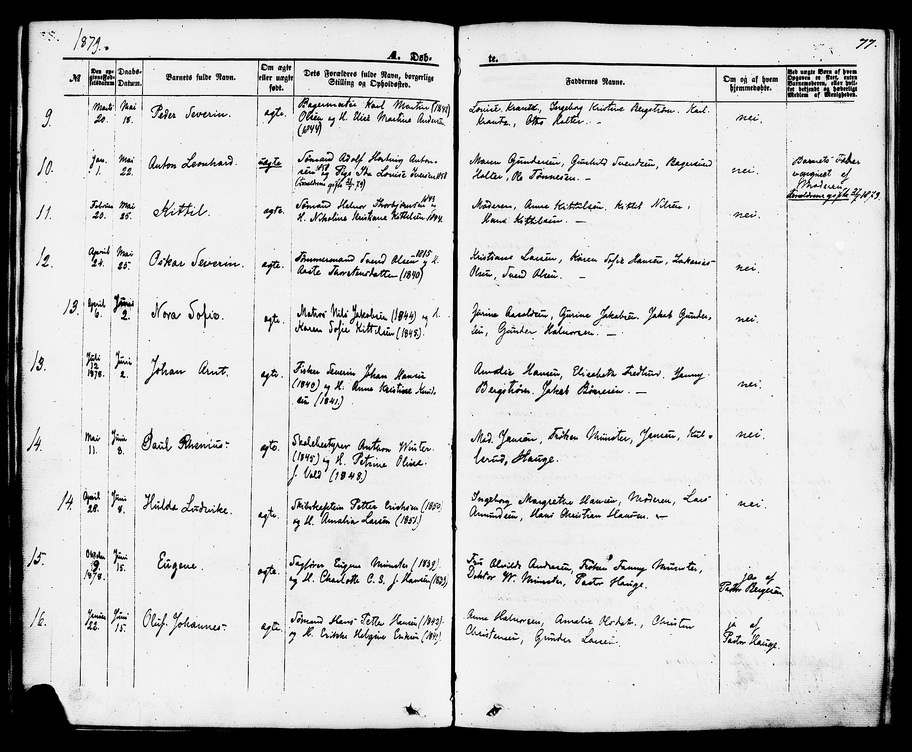 Brevik kirkebøker, AV/SAKO-A-255/F/Fa/L0006: Parish register (official) no. 6, 1866-1881, p. 77