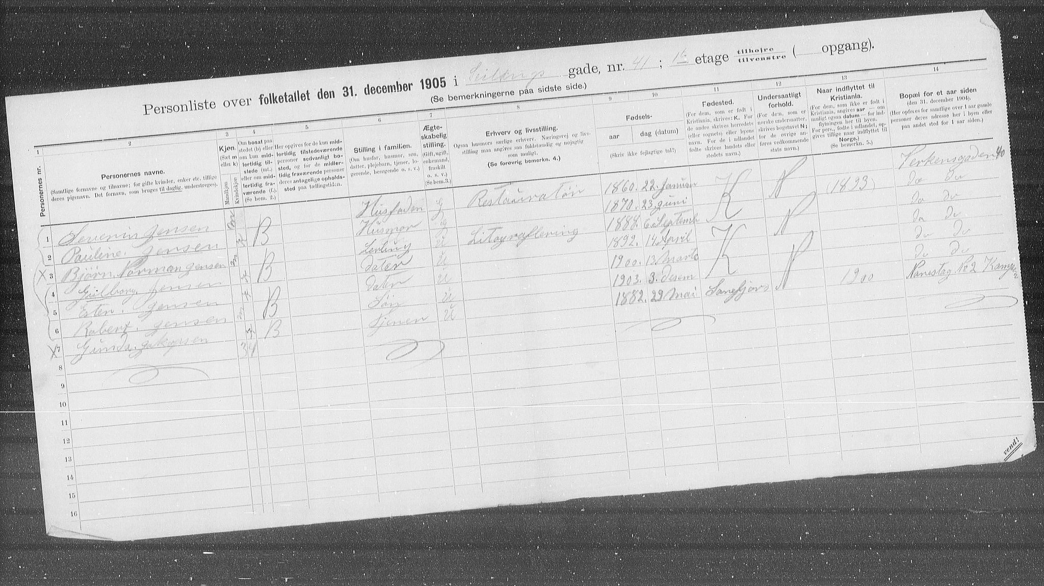 OBA, Municipal Census 1905 for Kristiania, 1905, p. 49149