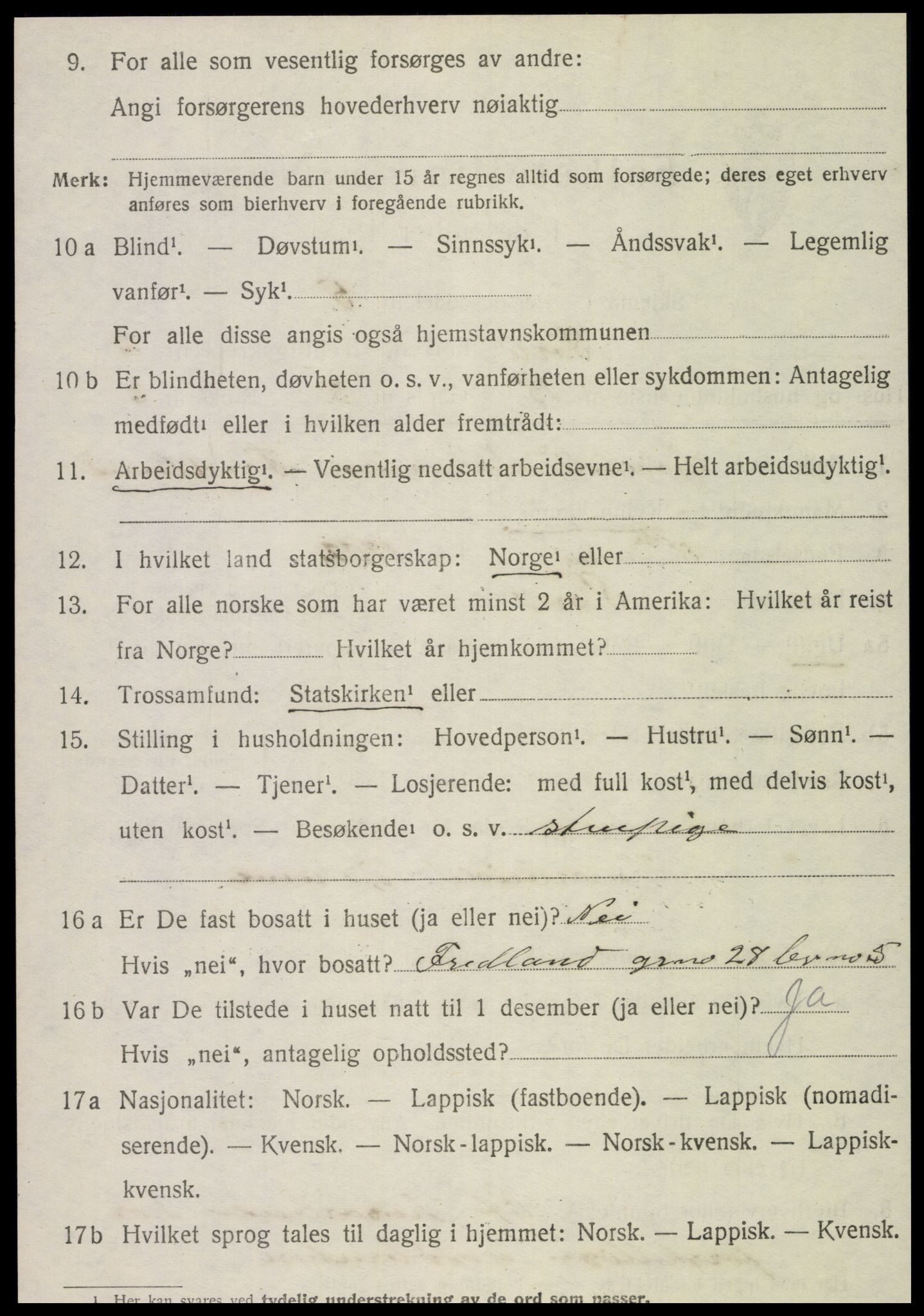 SAT, 1920 census for Sørli, 1920, p. 1034