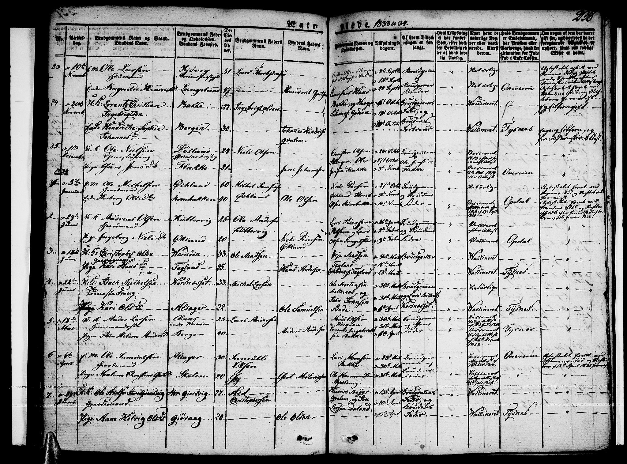 Tysnes sokneprestembete, AV/SAB-A-78601/H/Haa: Parish register (official) no. A 8, 1826-1837, p. 238