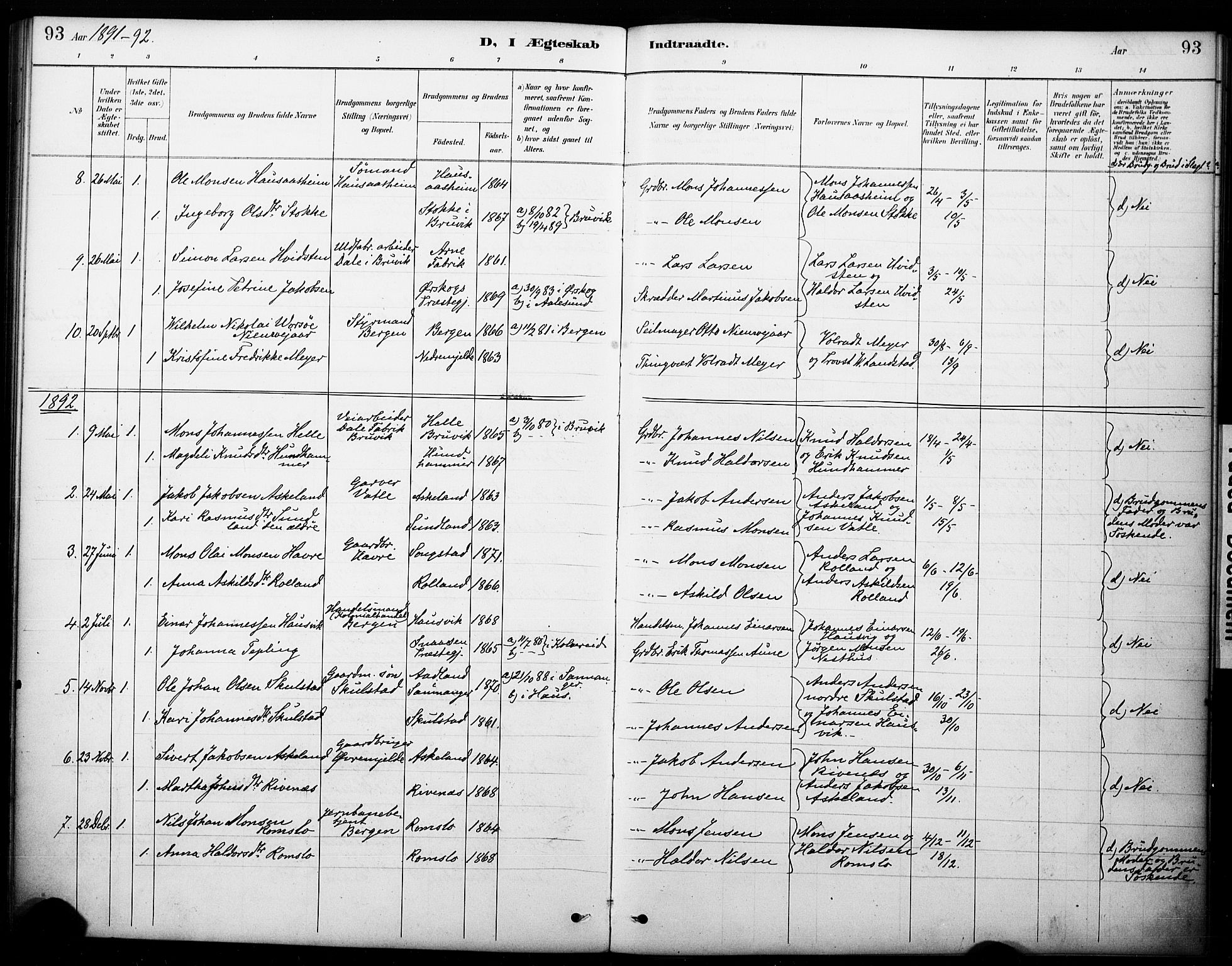 Haus sokneprestembete, SAB/A-75601/H/Haa: Parish register (official) no. B 1, 1887-1898, p. 93