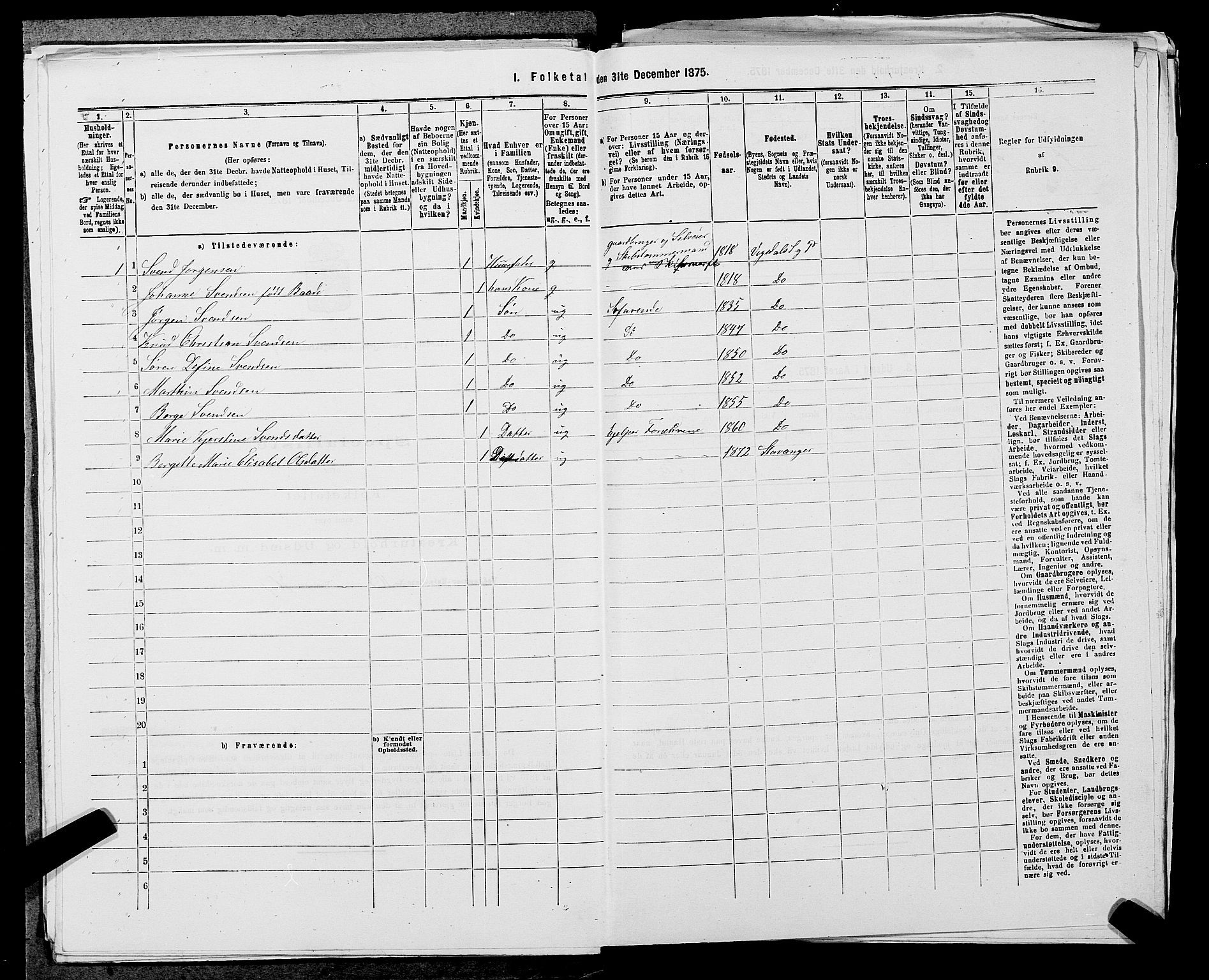 SAST, 1875 census for 1157P Vikedal, 1875, p. 488