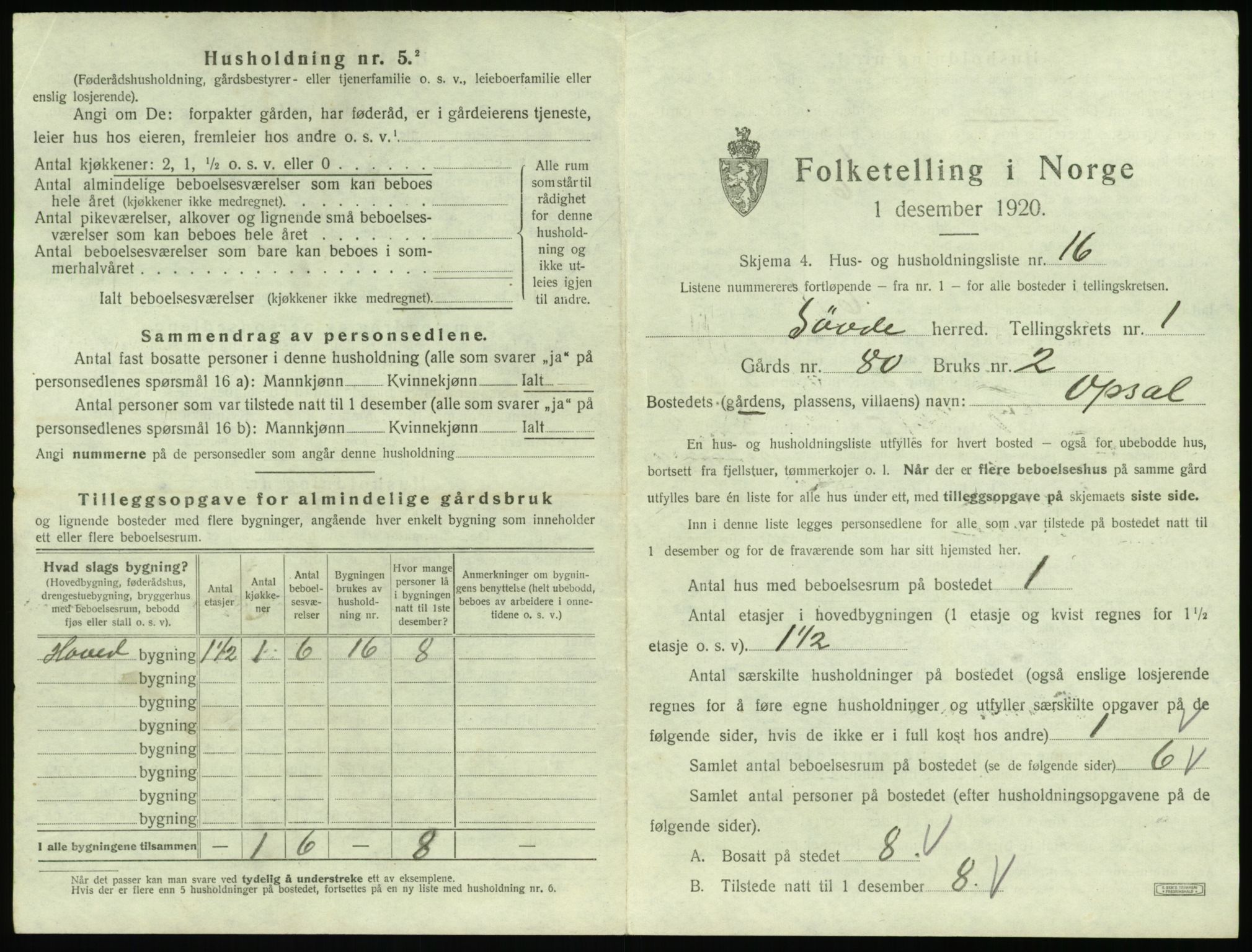 SAT, 1920 census for Syvde, 1920, p. 66