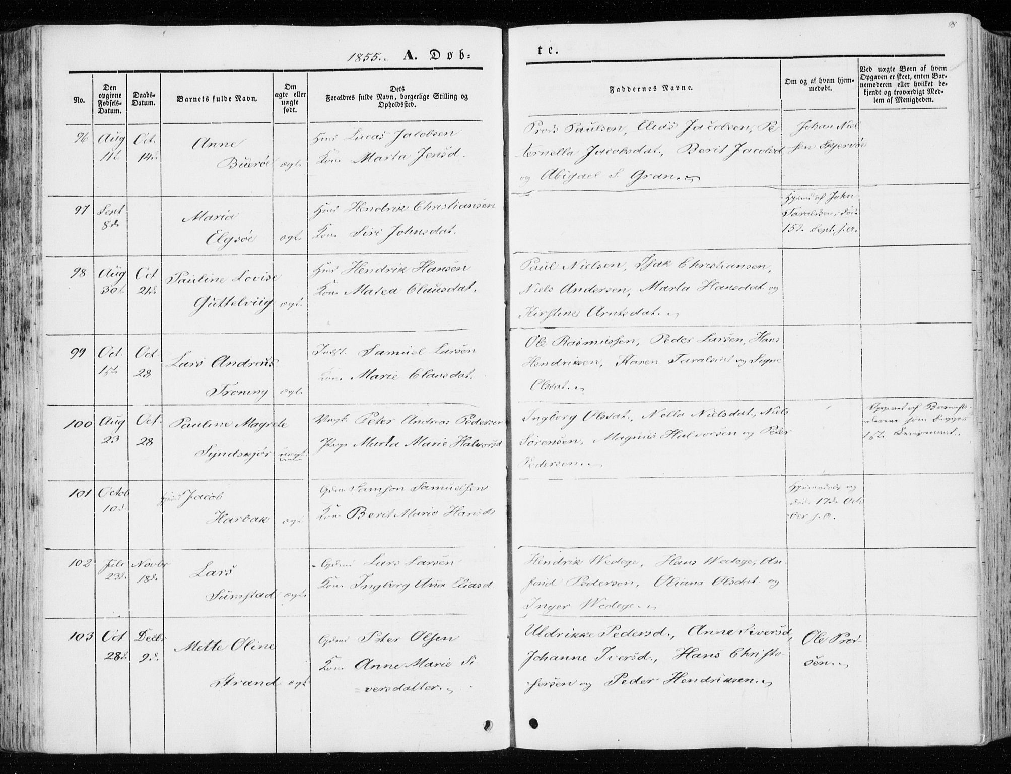 Ministerialprotokoller, klokkerbøker og fødselsregistre - Sør-Trøndelag, AV/SAT-A-1456/657/L0704: Parish register (official) no. 657A05, 1846-1857, p. 98