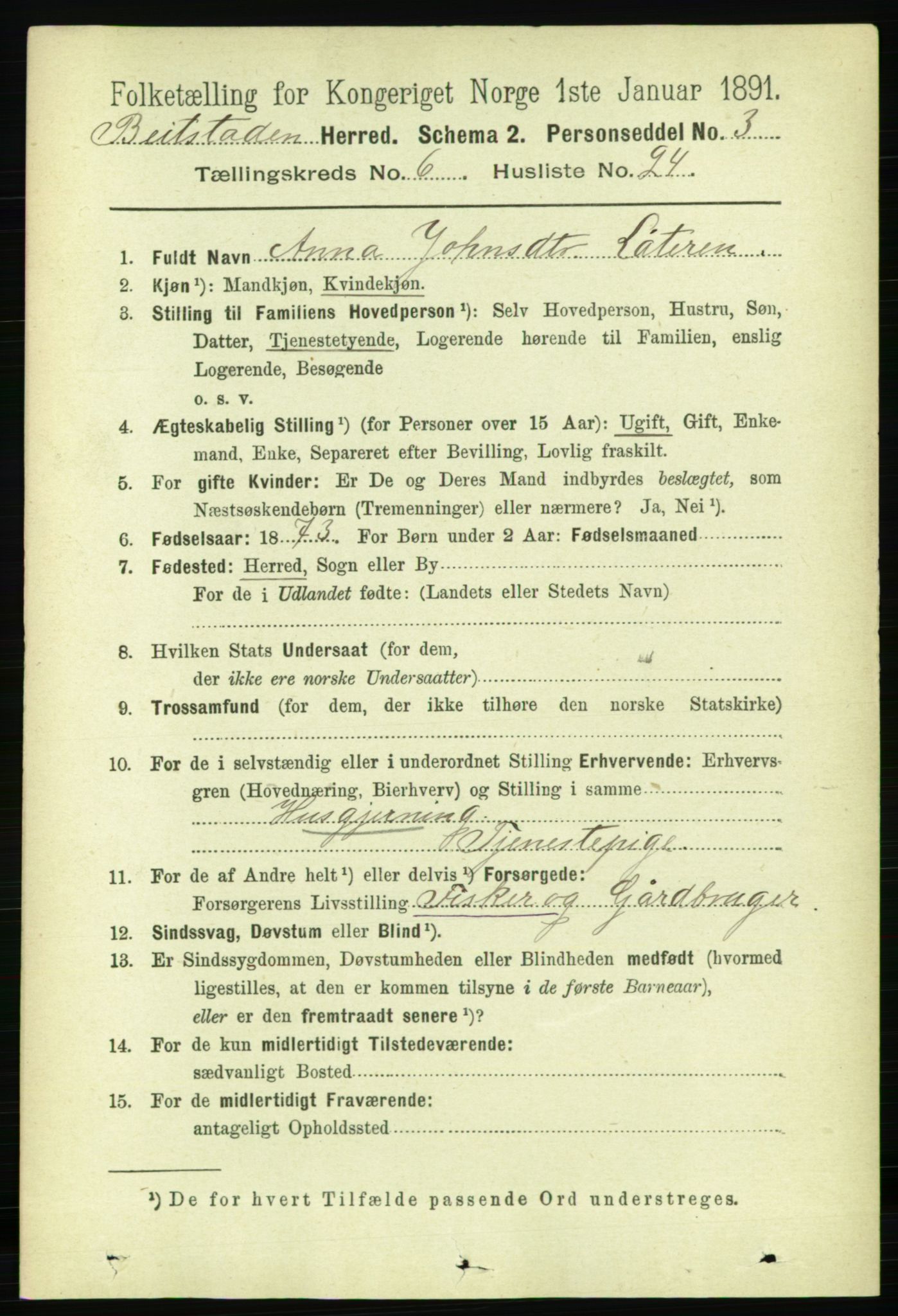 RA, 1891 census for 1727 Beitstad, 1891, p. 1672