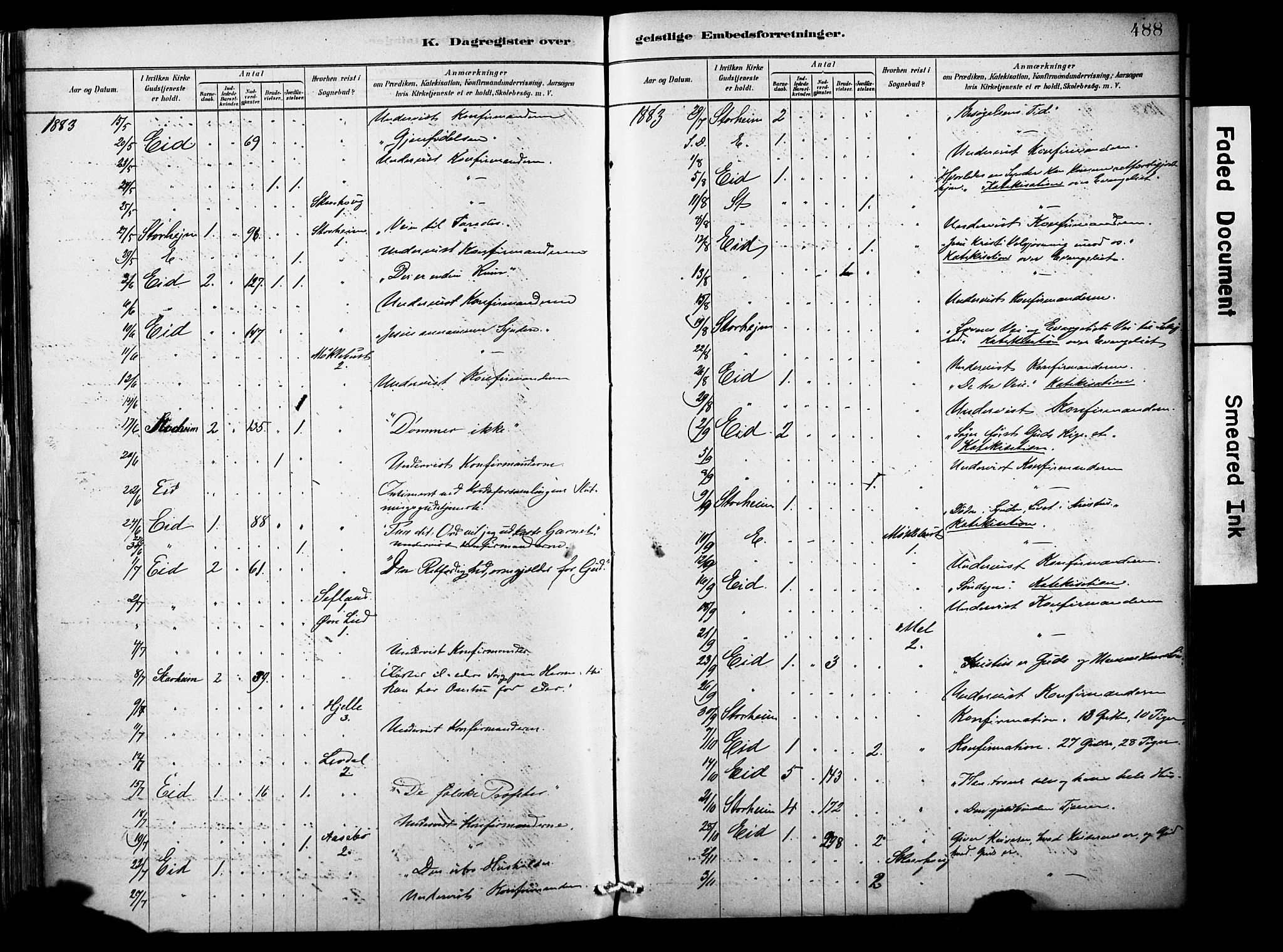 Eid sokneprestembete, AV/SAB-A-82301/H/Haa/Haab/L0001: Parish register (official) no. B 1, 1879-1906, p. 488