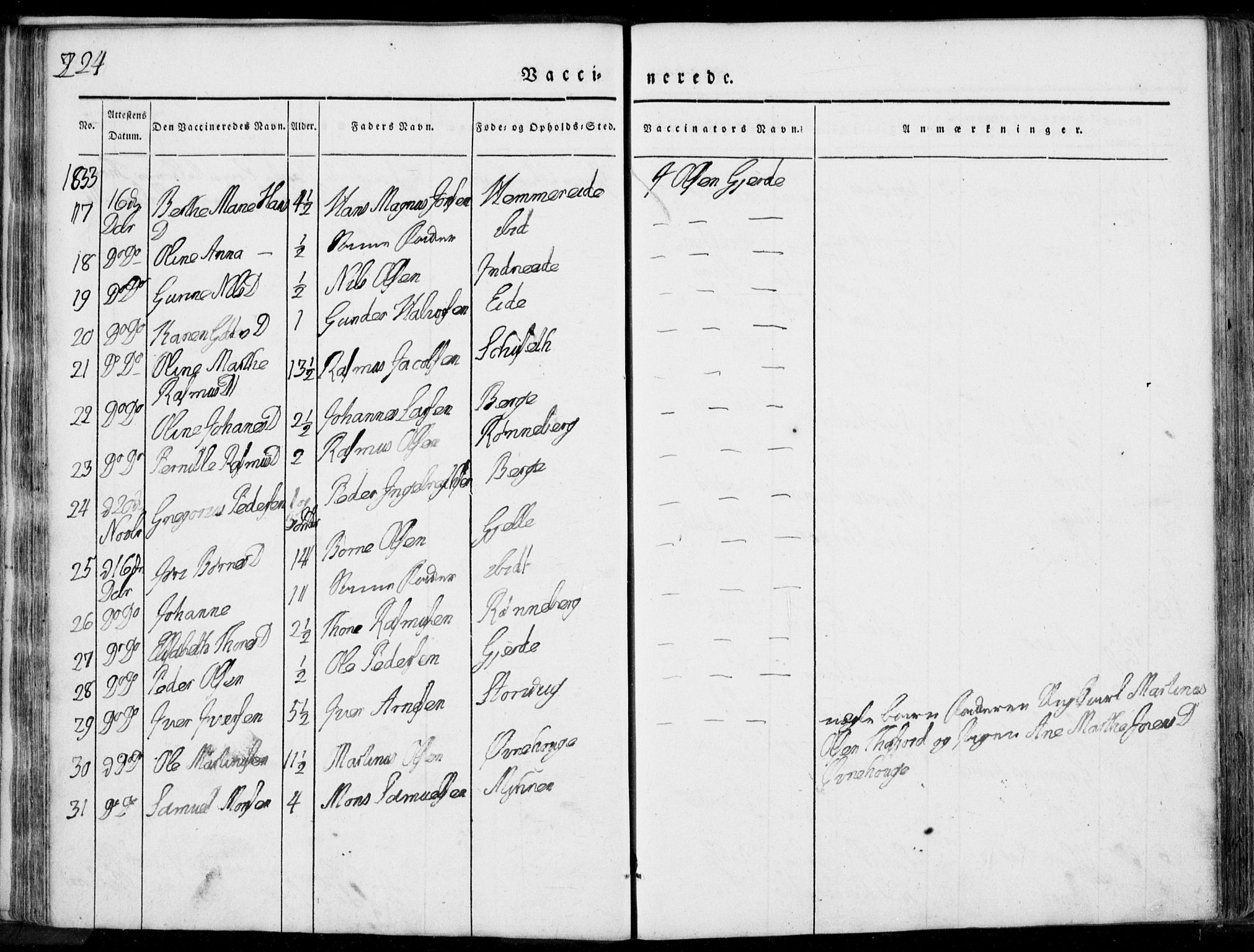 Ministerialprotokoller, klokkerbøker og fødselsregistre - Møre og Romsdal, AV/SAT-A-1454/519/L0248: Parish register (official) no. 519A07, 1829-1860, p. 224