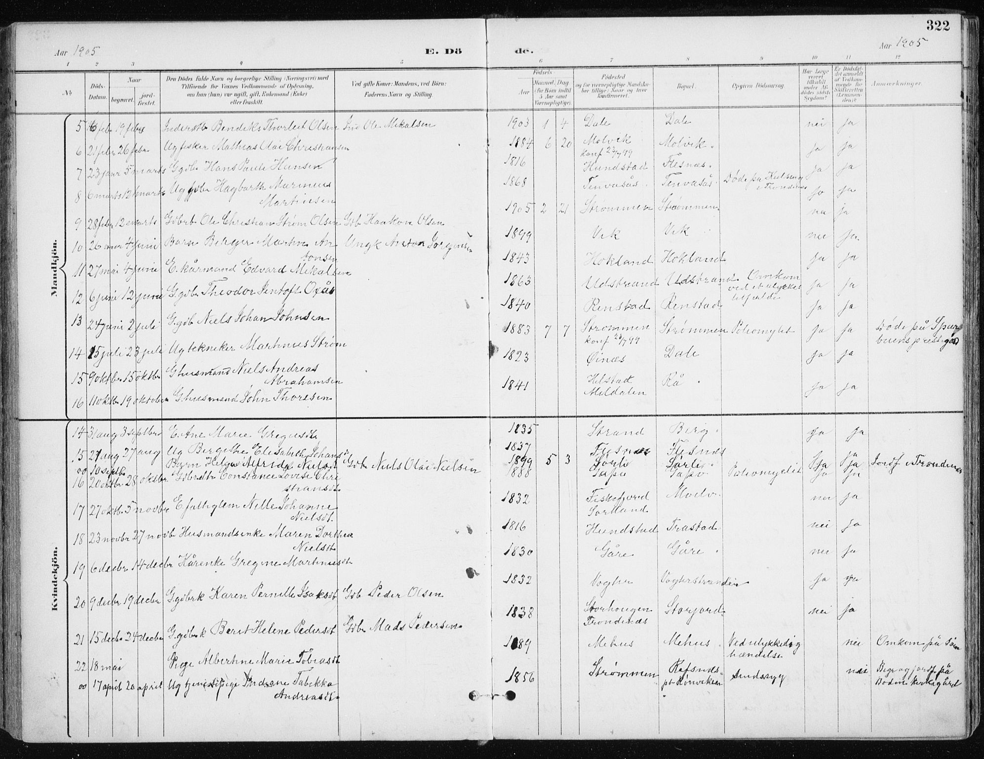 Kvæfjord sokneprestkontor, SATØ/S-1323/G/Ga/Gaa/L0006kirke: Parish register (official) no. 6, 1895-1914, p. 322