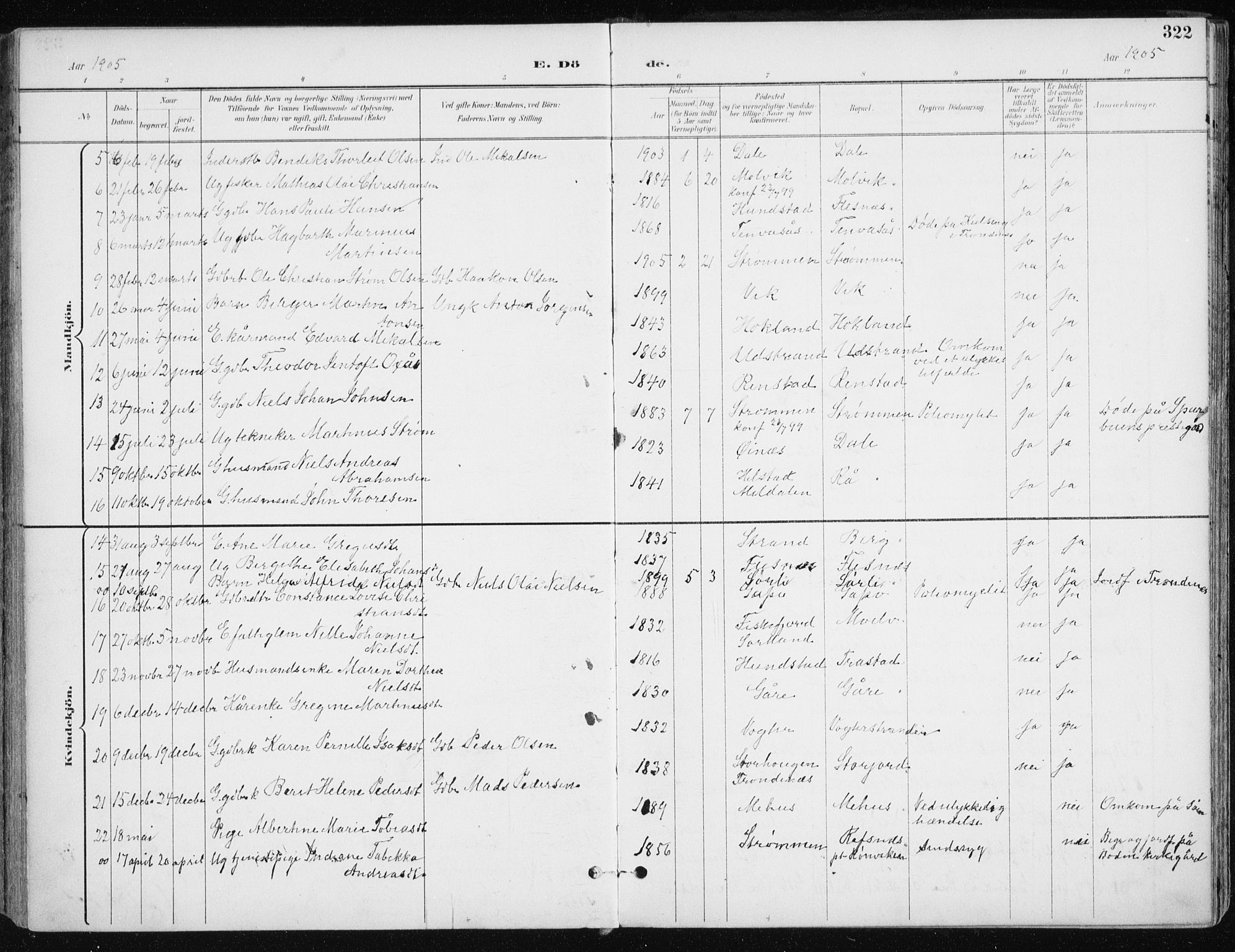 Kvæfjord sokneprestkontor, AV/SATØ-S-1323/G/Ga/Gaa/L0006kirke: Parish register (official) no. 6, 1895-1914, p. 322