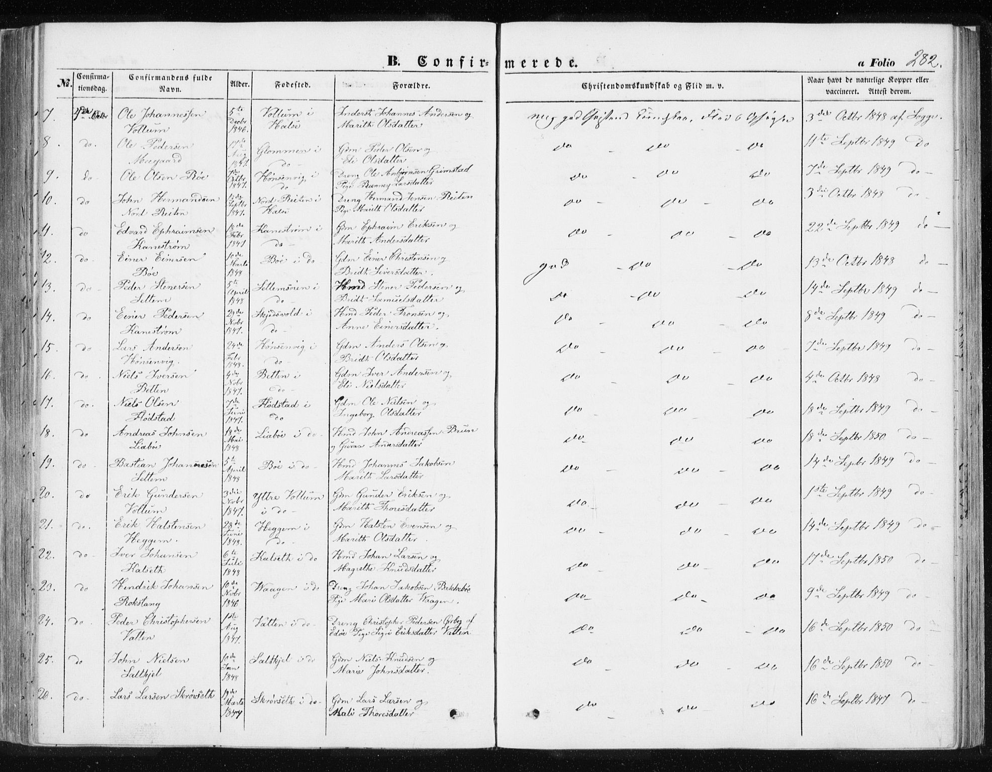 Ministerialprotokoller, klokkerbøker og fødselsregistre - Møre og Romsdal, AV/SAT-A-1454/576/L0883: Parish register (official) no. 576A01, 1849-1865, p. 282