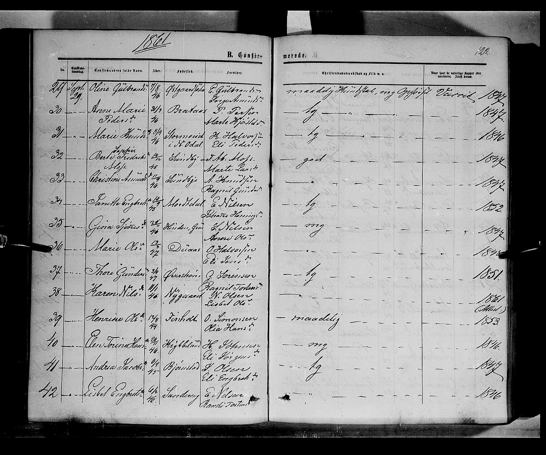 Sør-Odal prestekontor, AV/SAH-PREST-030/H/Ha/Haa/L0002: Parish register (official) no. 2, 1859-1863, p. 122