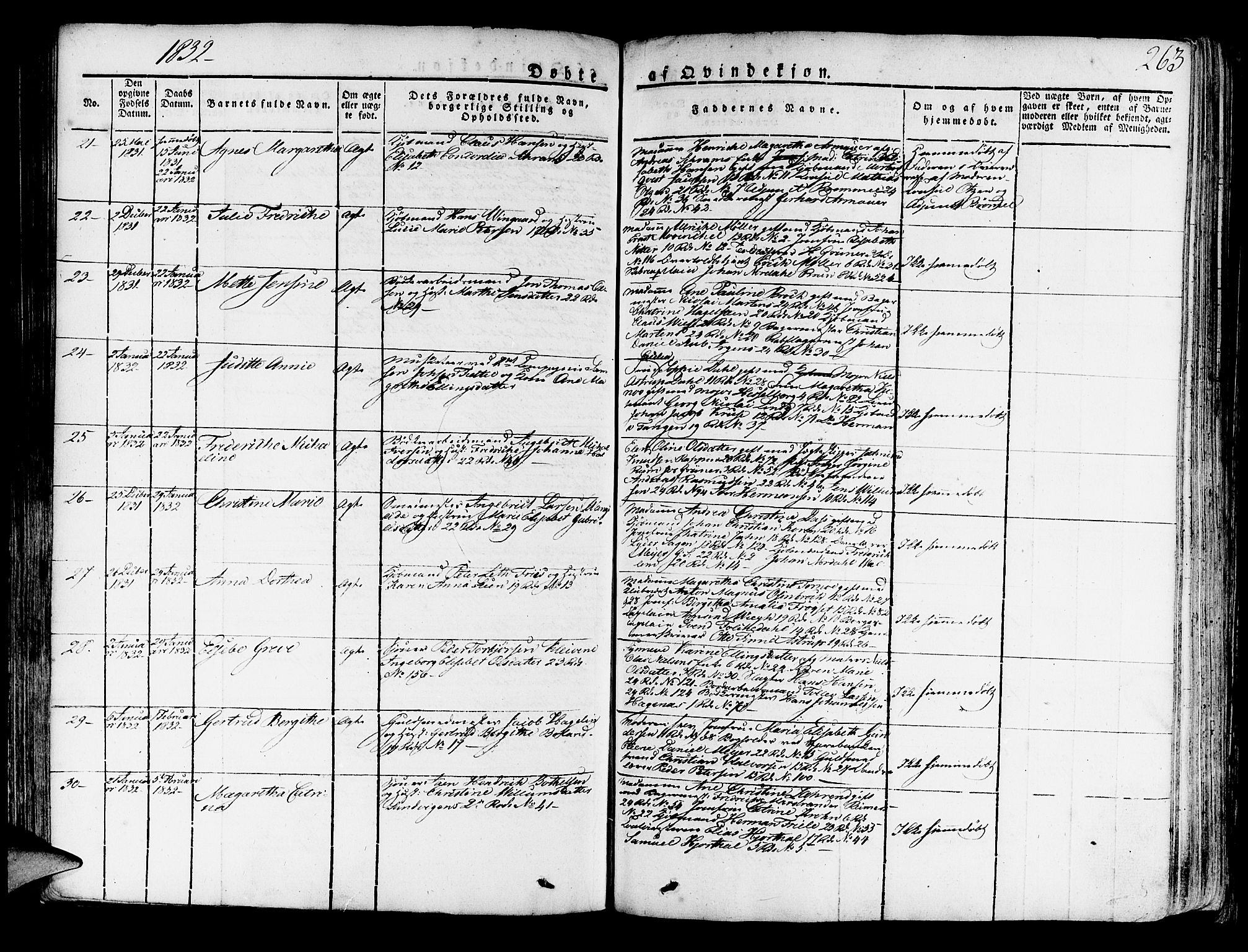 Korskirken sokneprestembete, AV/SAB-A-76101/H/Haa/L0014: Parish register (official) no. A 14, 1823-1835, p. 263