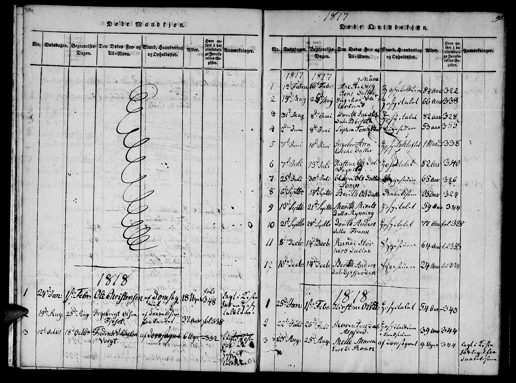 Ministerialprotokoller, klokkerbøker og fødselsregistre - Sør-Trøndelag, SAT/A-1456/623/L0467: Parish register (official) no. 623A01, 1815-1825, p. 95