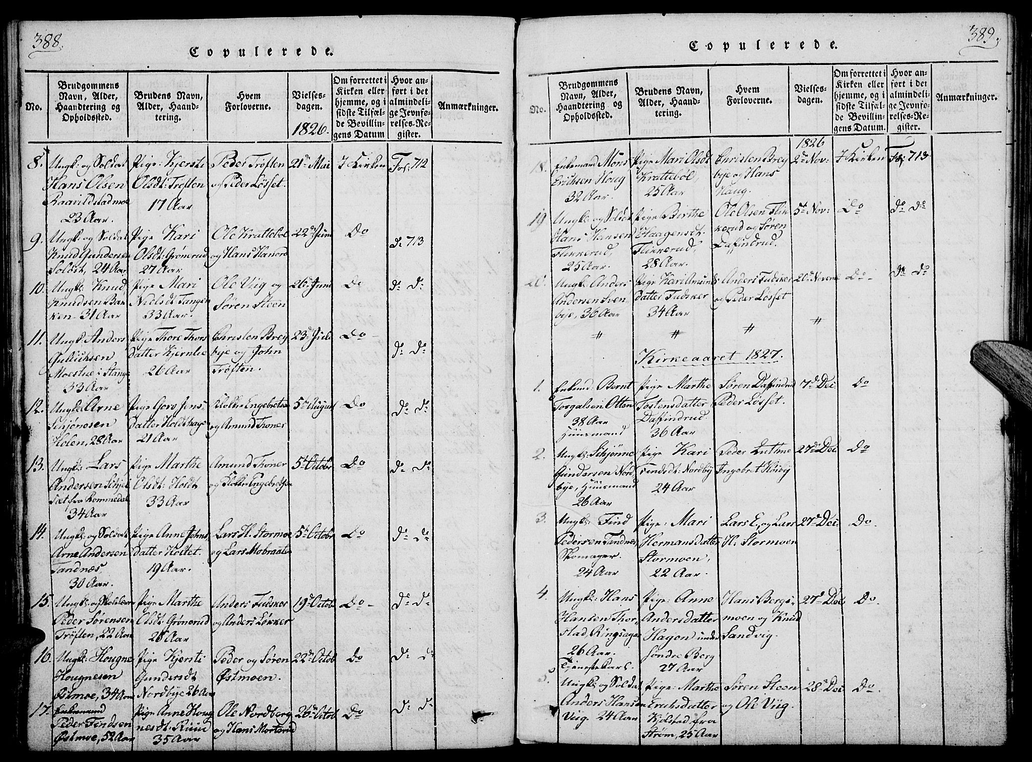 Nord-Odal prestekontor, AV/SAH-PREST-032/H/Ha/Haa/L0001: Parish register (official) no. 1, 1819-1838, p. 388-389