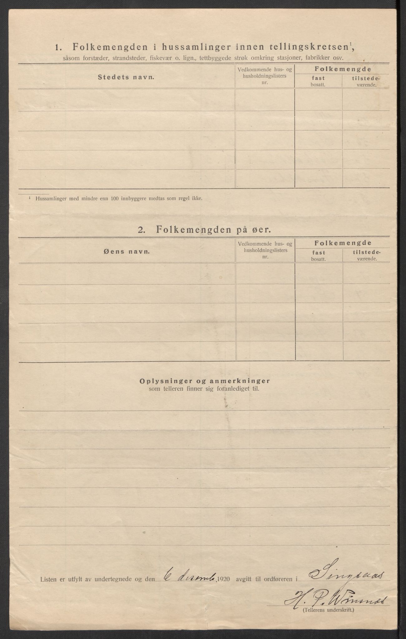 SAT, 1920 census for Singsås, 1920, p. 17