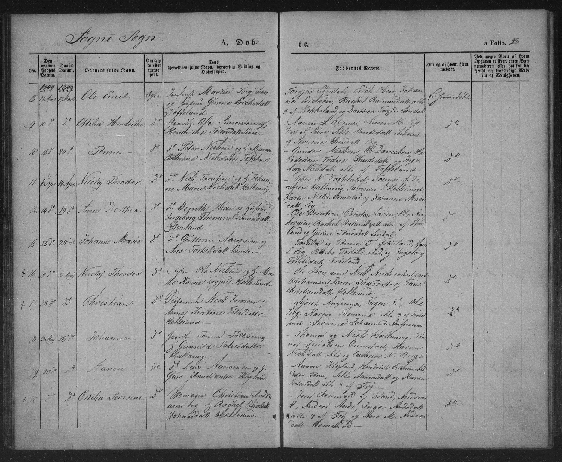 Søgne sokneprestkontor, AV/SAK-1111-0037/F/Fa/Fab/L0009: Parish register (official) no. A 9, 1838-1853, p. 28