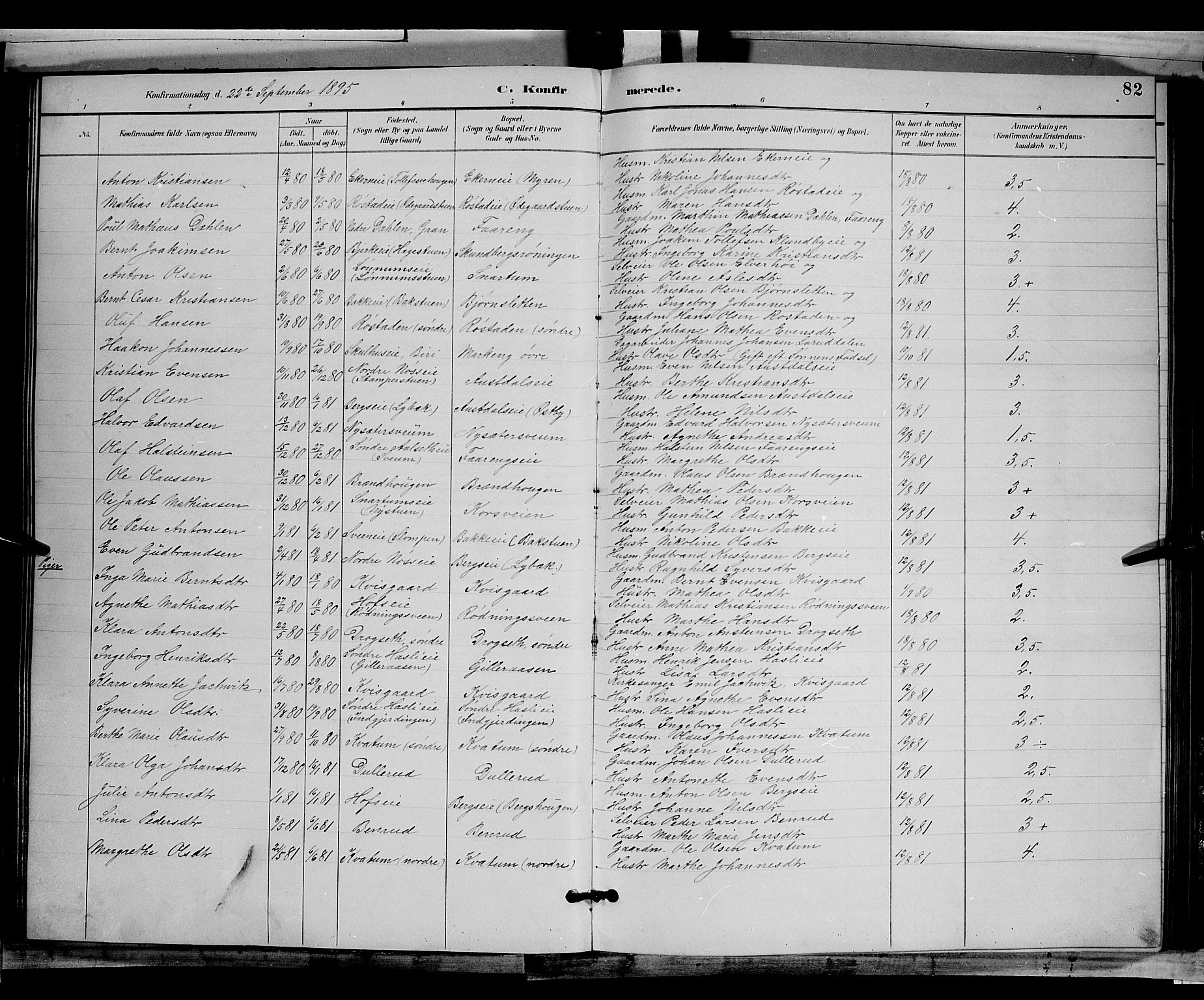 Biri prestekontor, AV/SAH-PREST-096/H/Ha/Hab/L0003: Parish register (copy) no. 3, 1892-1905, p. 82