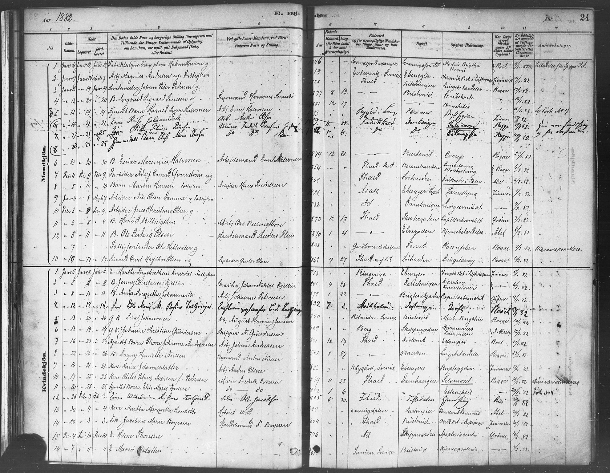 Halden prestekontor Kirkebøker, AV/SAO-A-10909/F/Fa/L0012: Parish register (official) no. I 12, 1878-1889, p. 24