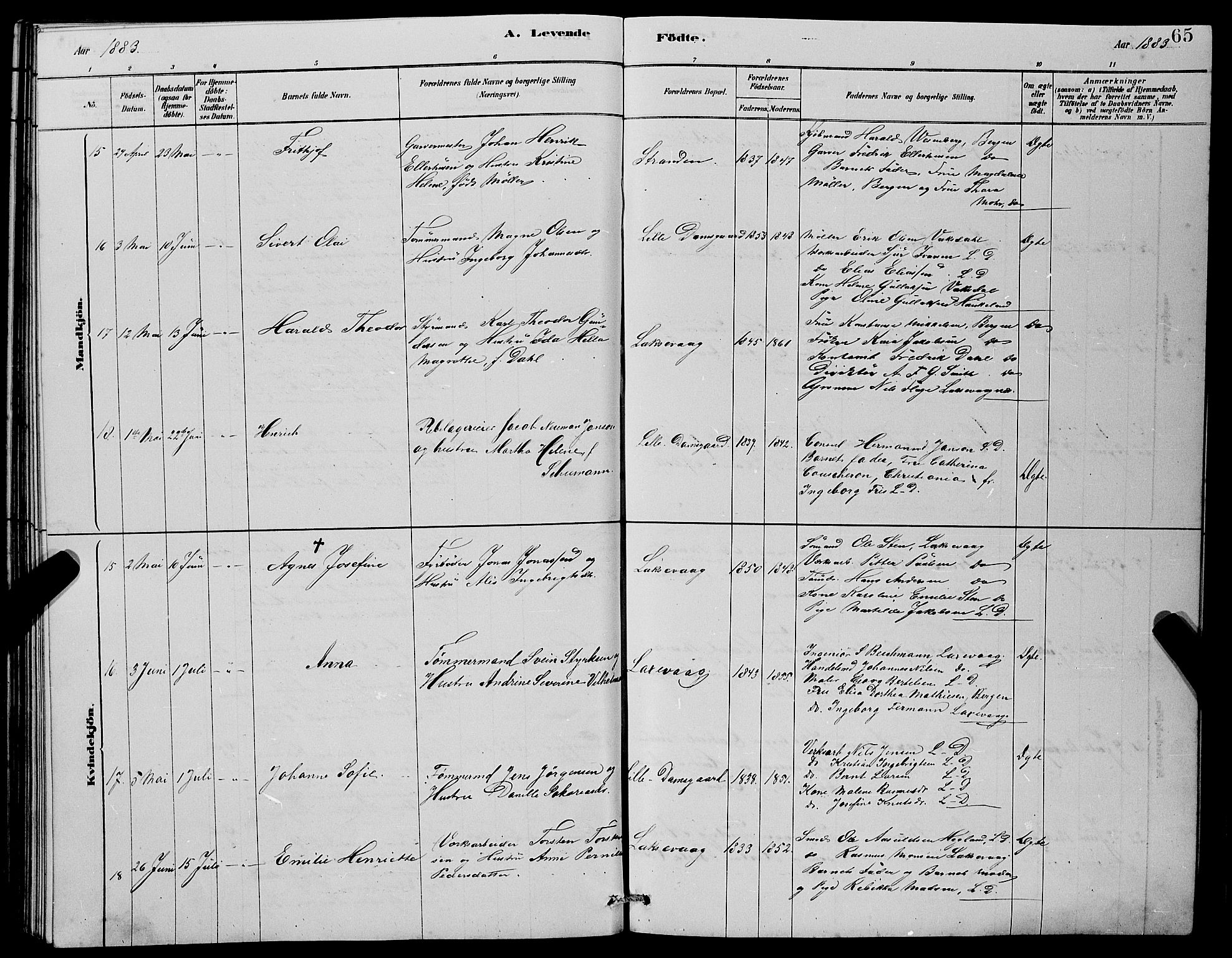 Laksevåg Sokneprestembete, AV/SAB-A-76501/H/Ha/Hab/Haba/L0002: Parish register (copy) no. A 2, 1877-1887, p. 65