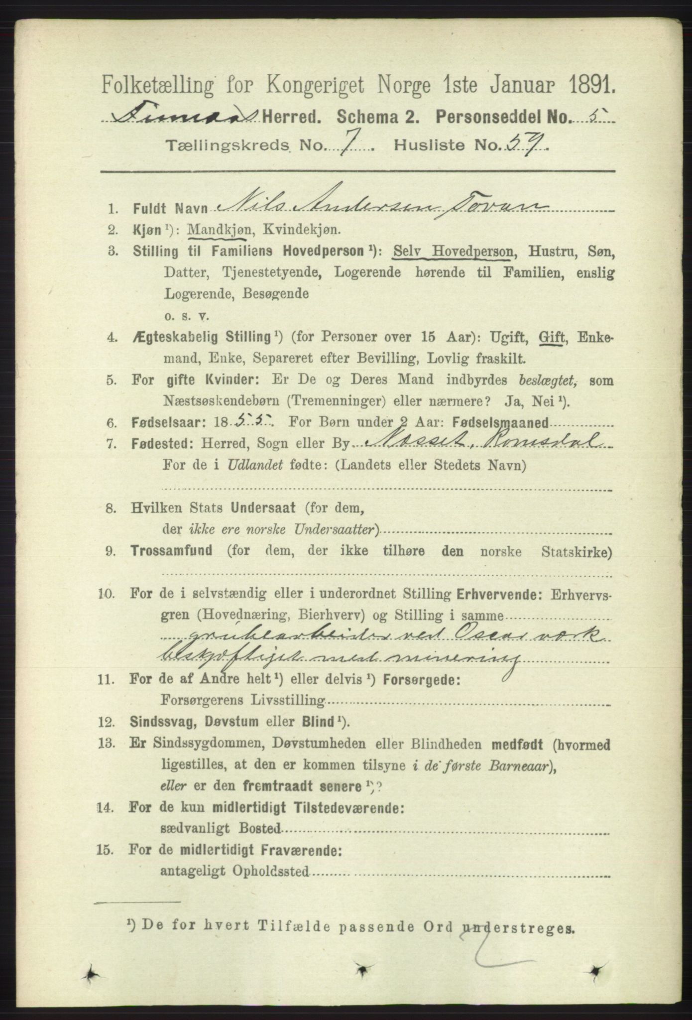 RA, 1891 census for 1218 Finnås, 1891, p. 3022