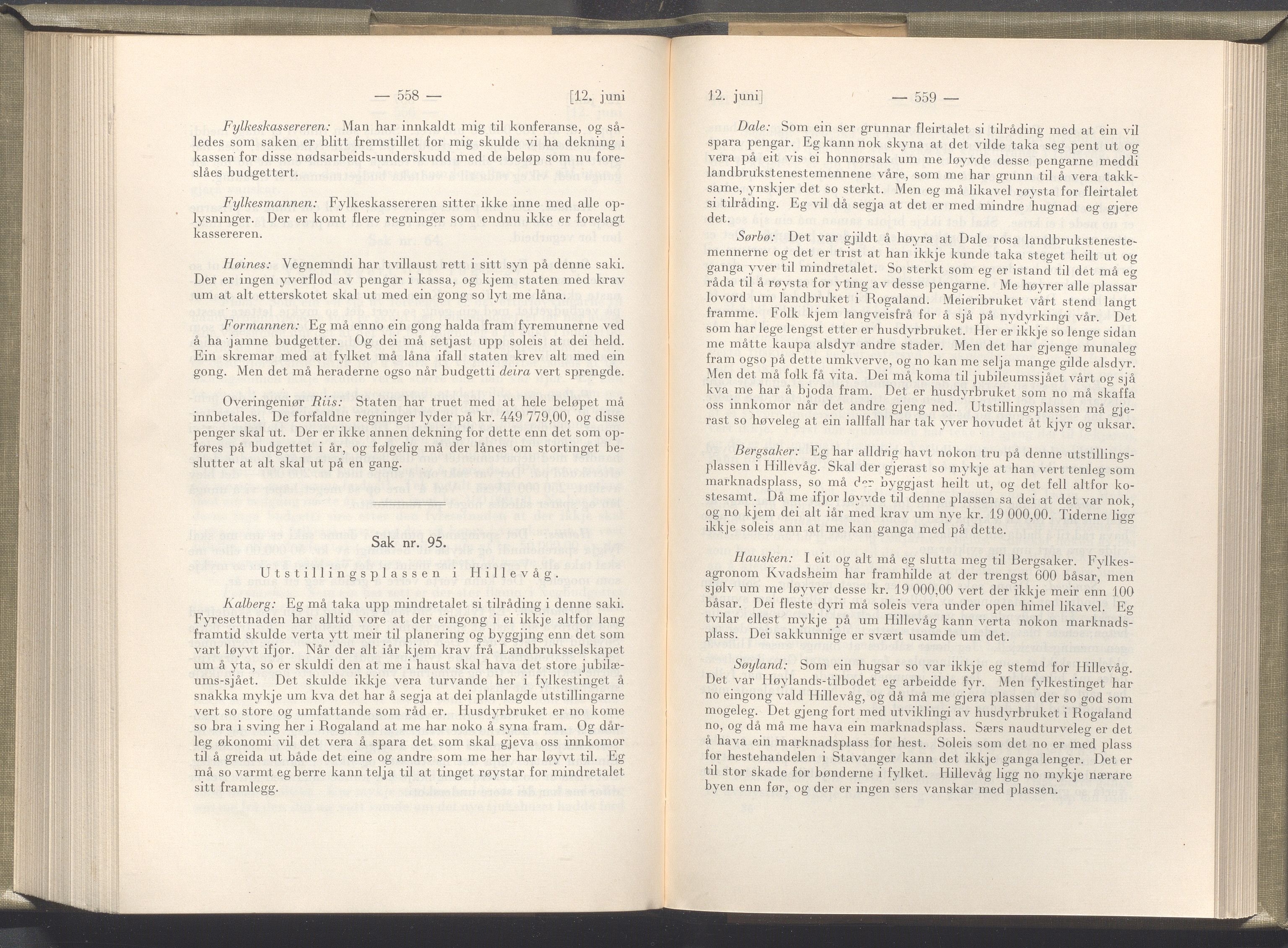 Rogaland fylkeskommune - Fylkesrådmannen , IKAR/A-900/A/Aa/Aaa/L0045: Møtebok , 1926, p. 558-559