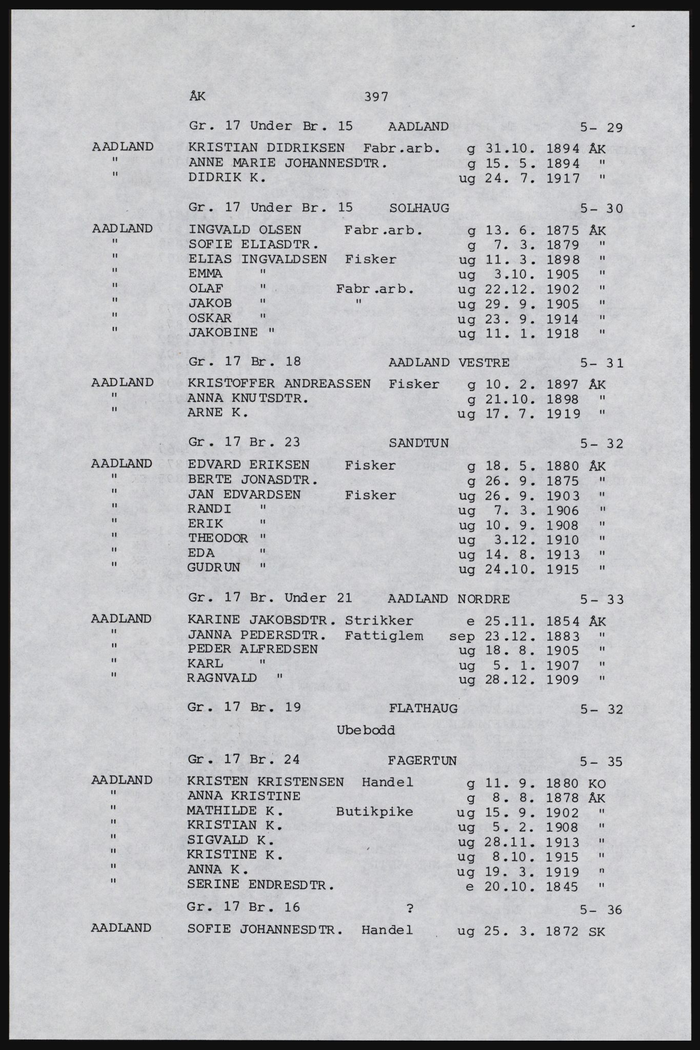 SAST, Copy of 1920 census for Karmøy, 1920, p. 419