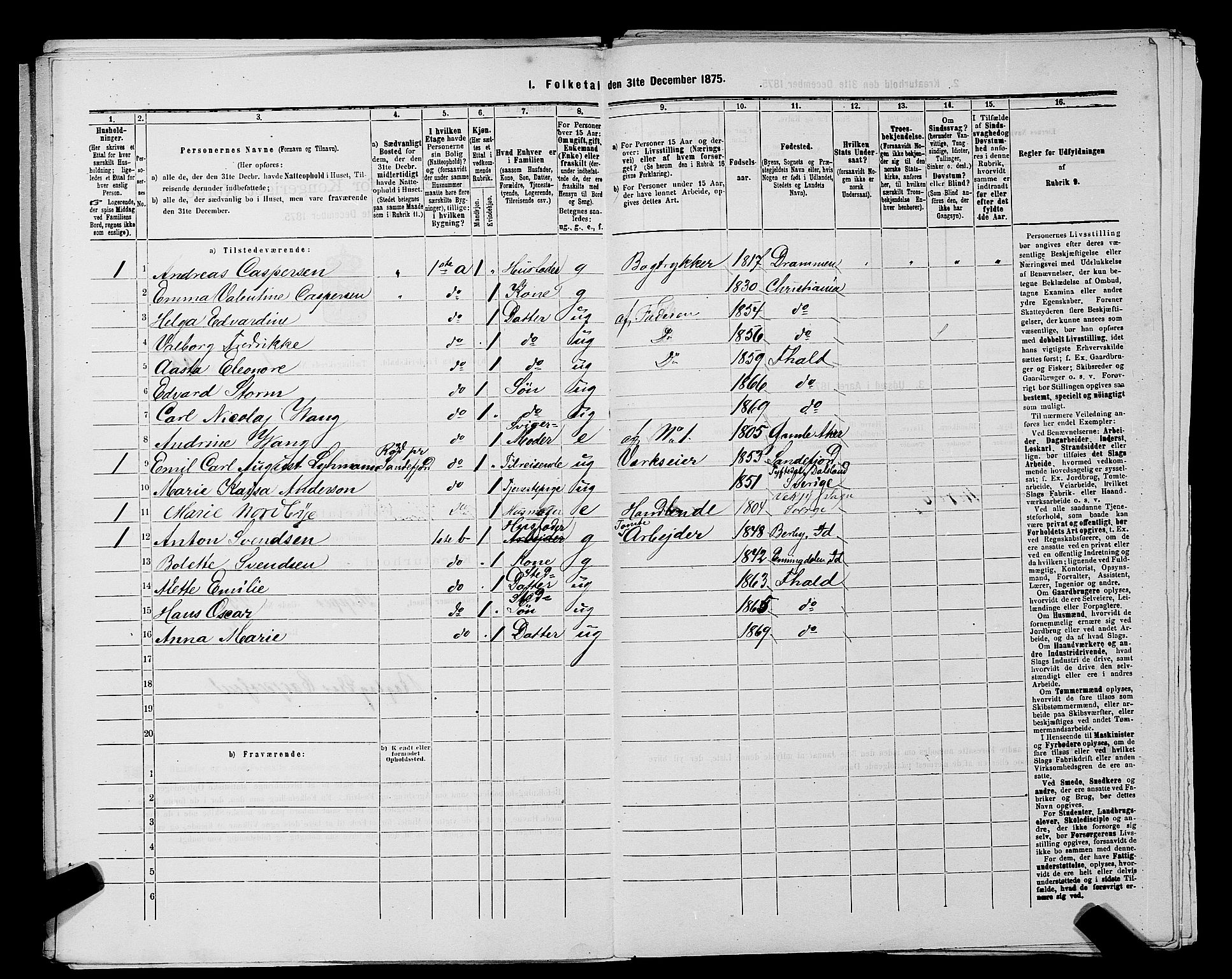 RA, 1875 census for 0101P Fredrikshald, 1875, p. 156