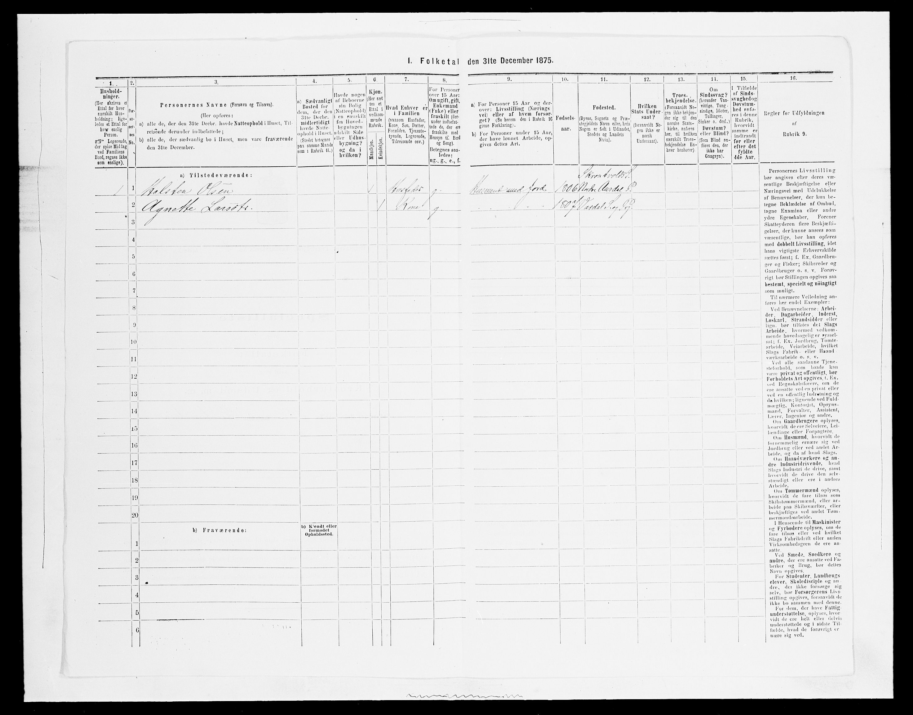 SAH, 1875 census for 0412P Ringsaker, 1875, p. 607