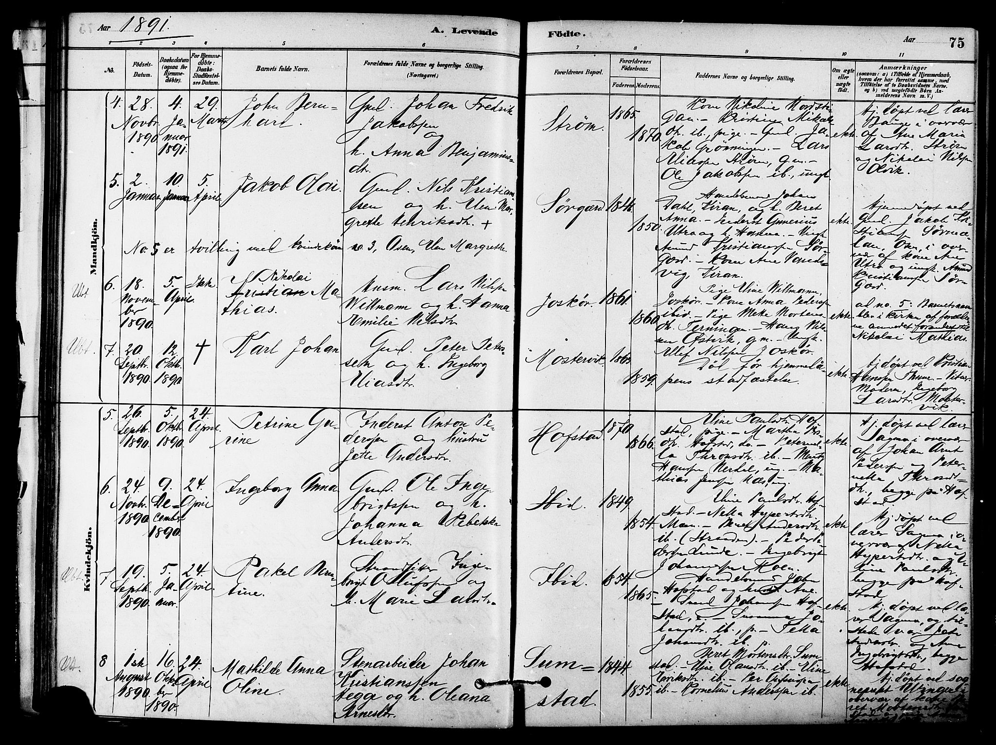 Ministerialprotokoller, klokkerbøker og fødselsregistre - Sør-Trøndelag, SAT/A-1456/657/L0707: Parish register (official) no. 657A08, 1879-1893, p. 75