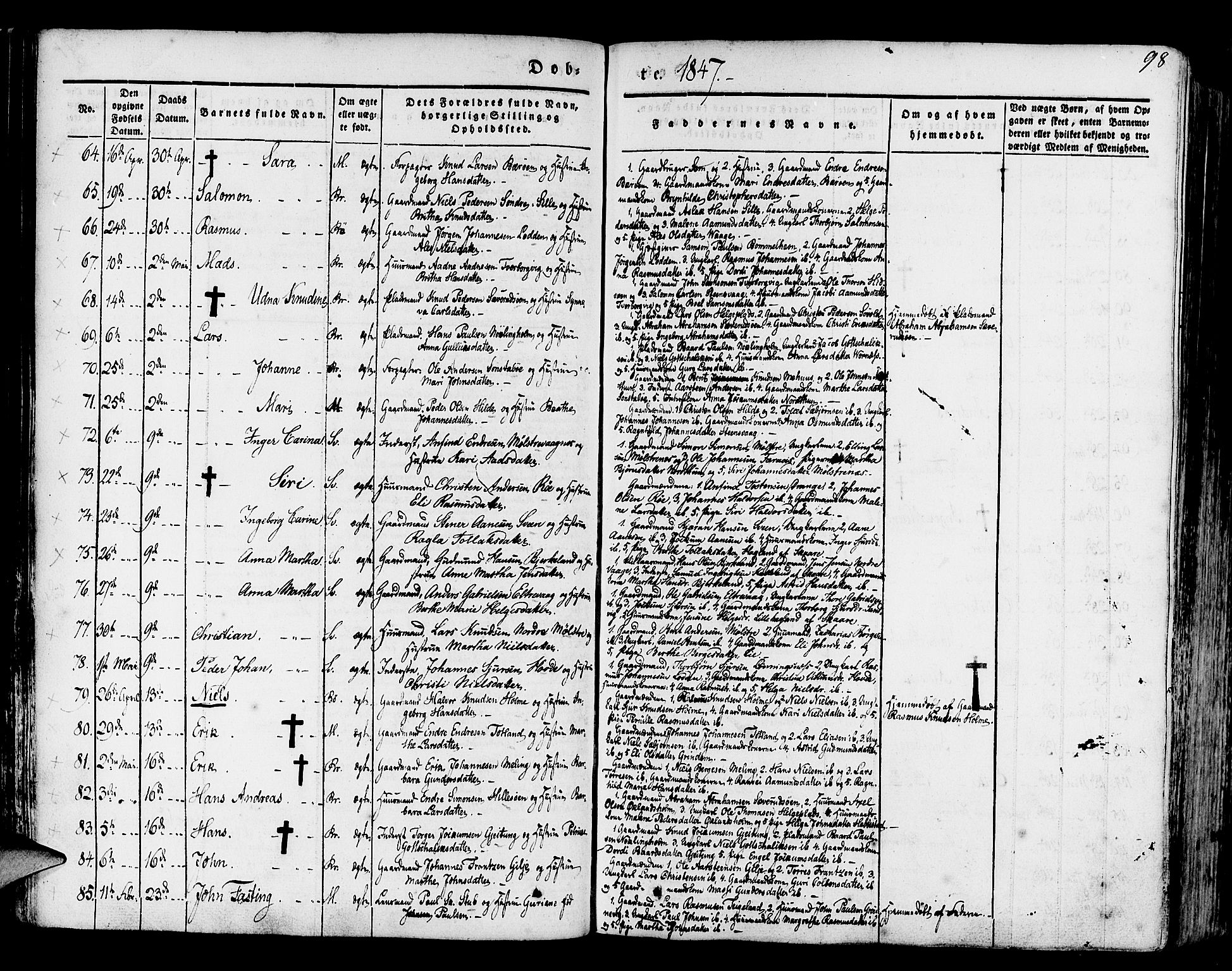 Finnås sokneprestembete, AV/SAB-A-99925/H/Ha/Haa/Haaa/L0006: Parish register (official) no. A 6, 1836-1850, p. 98