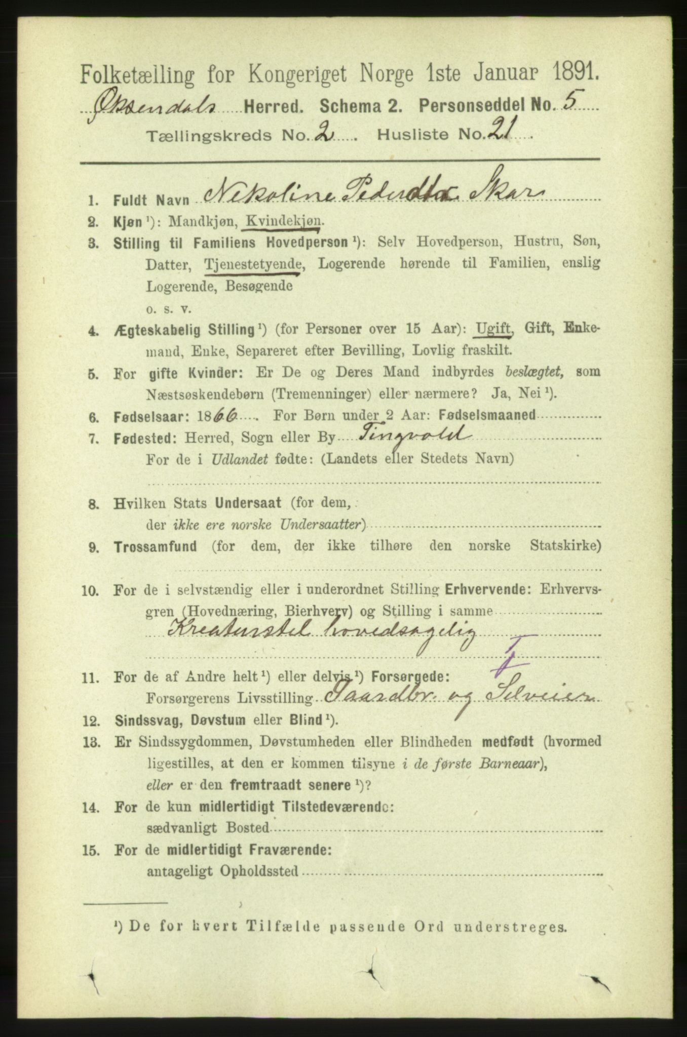 RA, 1891 census for 1561 Øksendal, 1891, p. 371